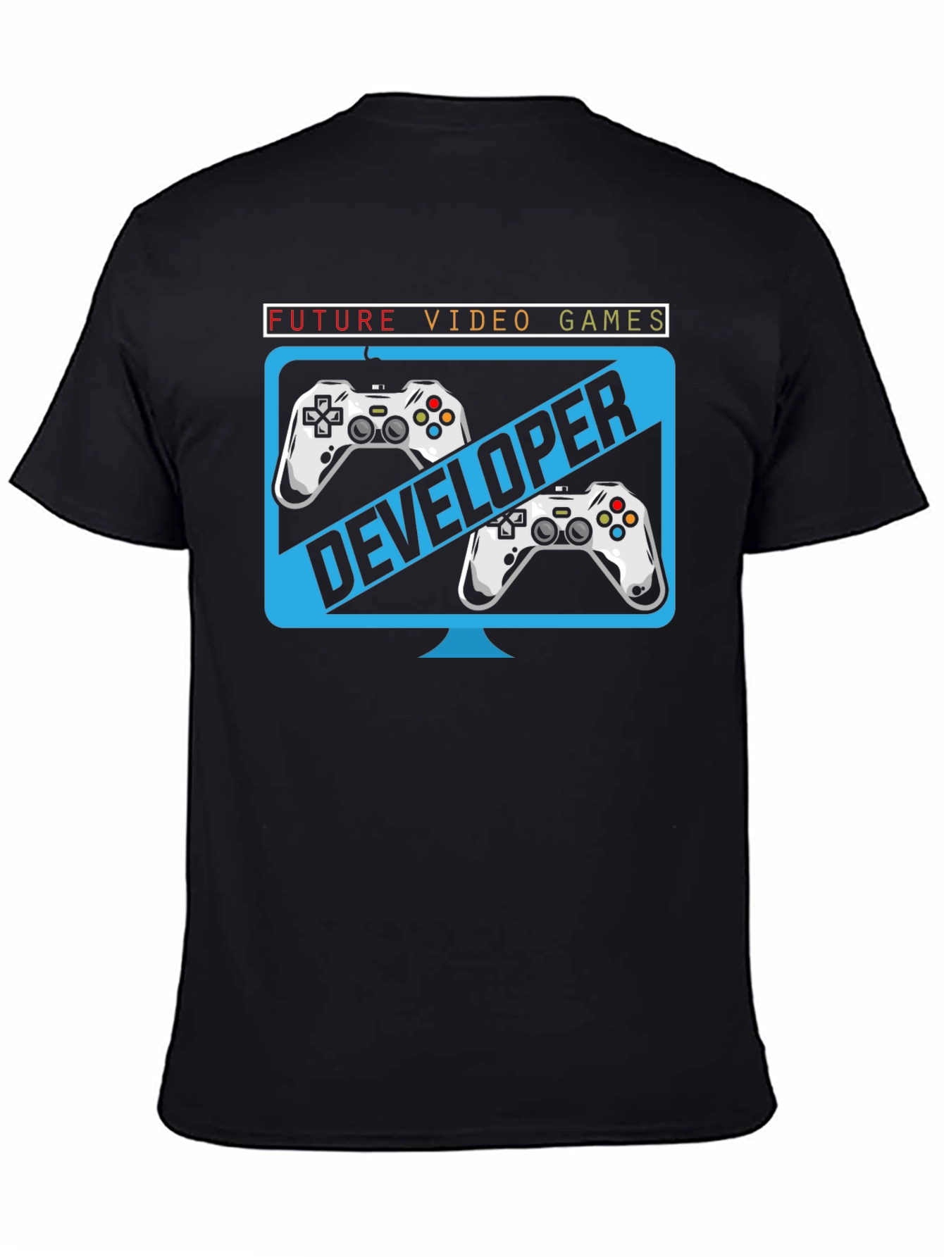 Black Future Video Game Developer T-Shirt view 4