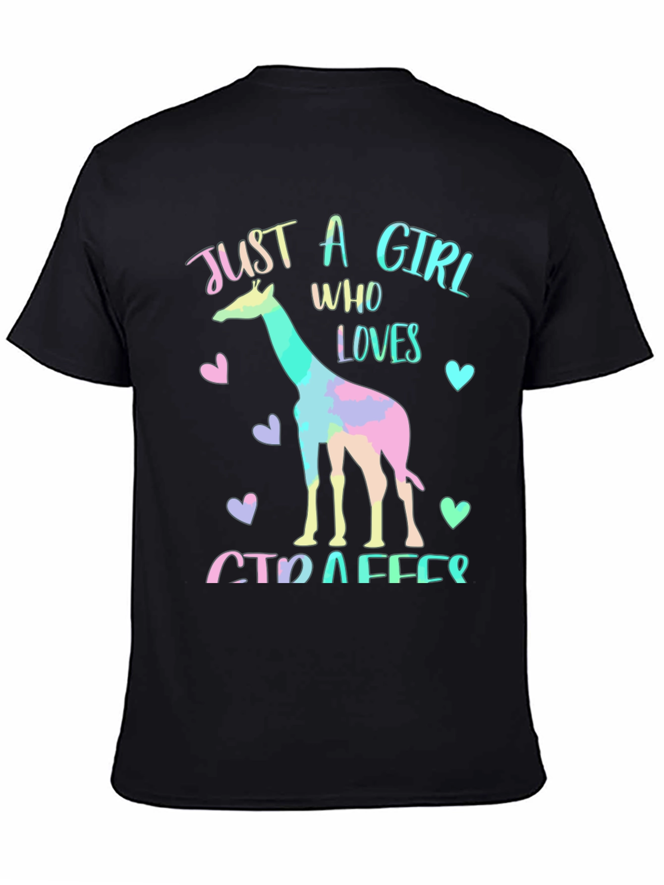 Black Giraffe Lover T-Shirt - Just A Girl Who Loves Giraffes Tee view 4