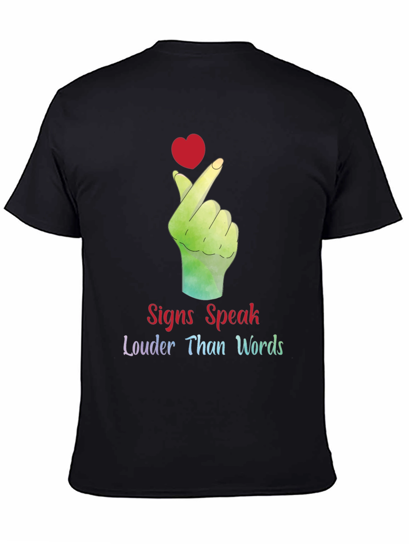 Black Signs Speak Louder Than Words Graphic Tee view 4