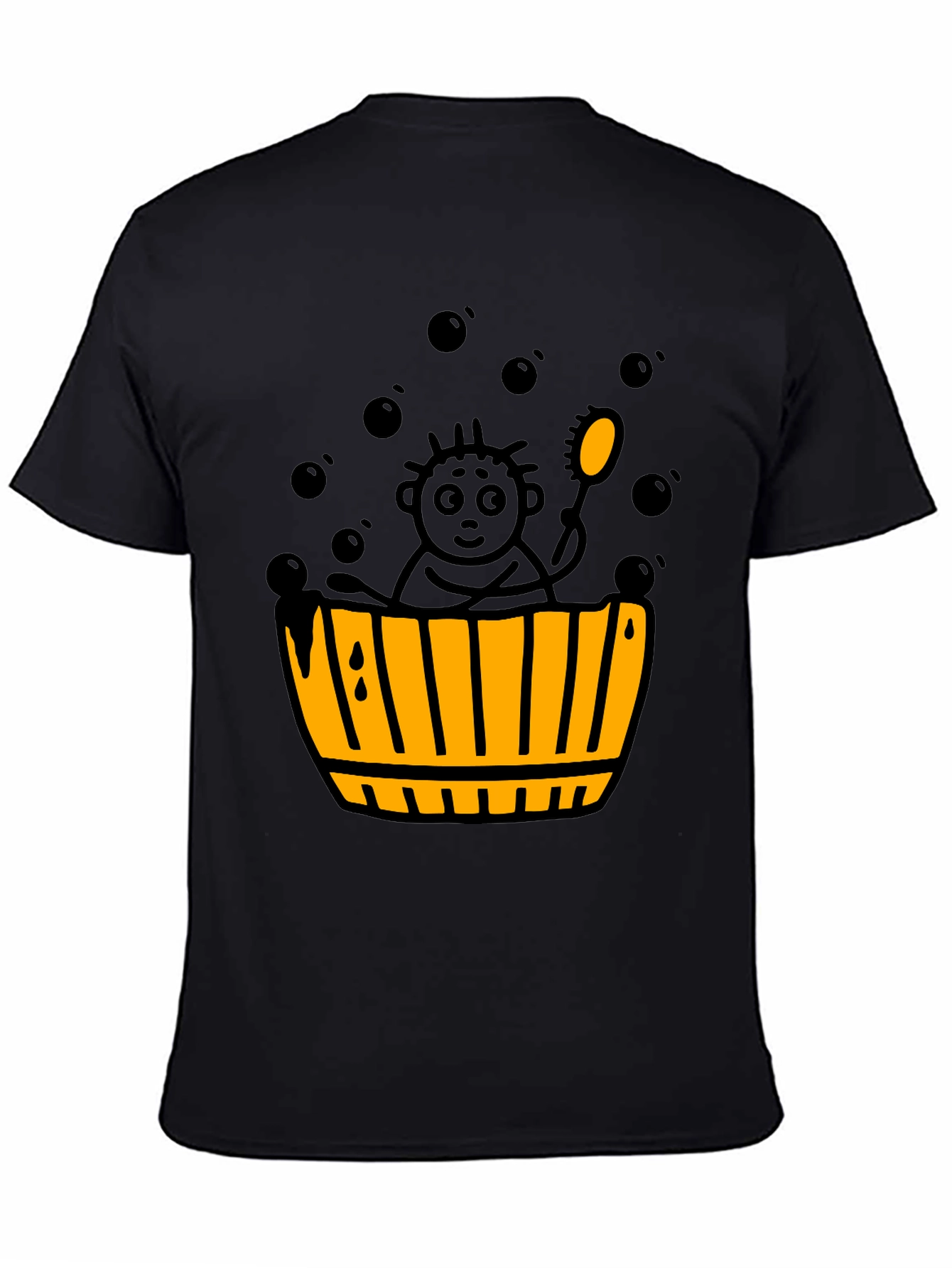 Black Cartoon Bath Time T-Shirt view 4