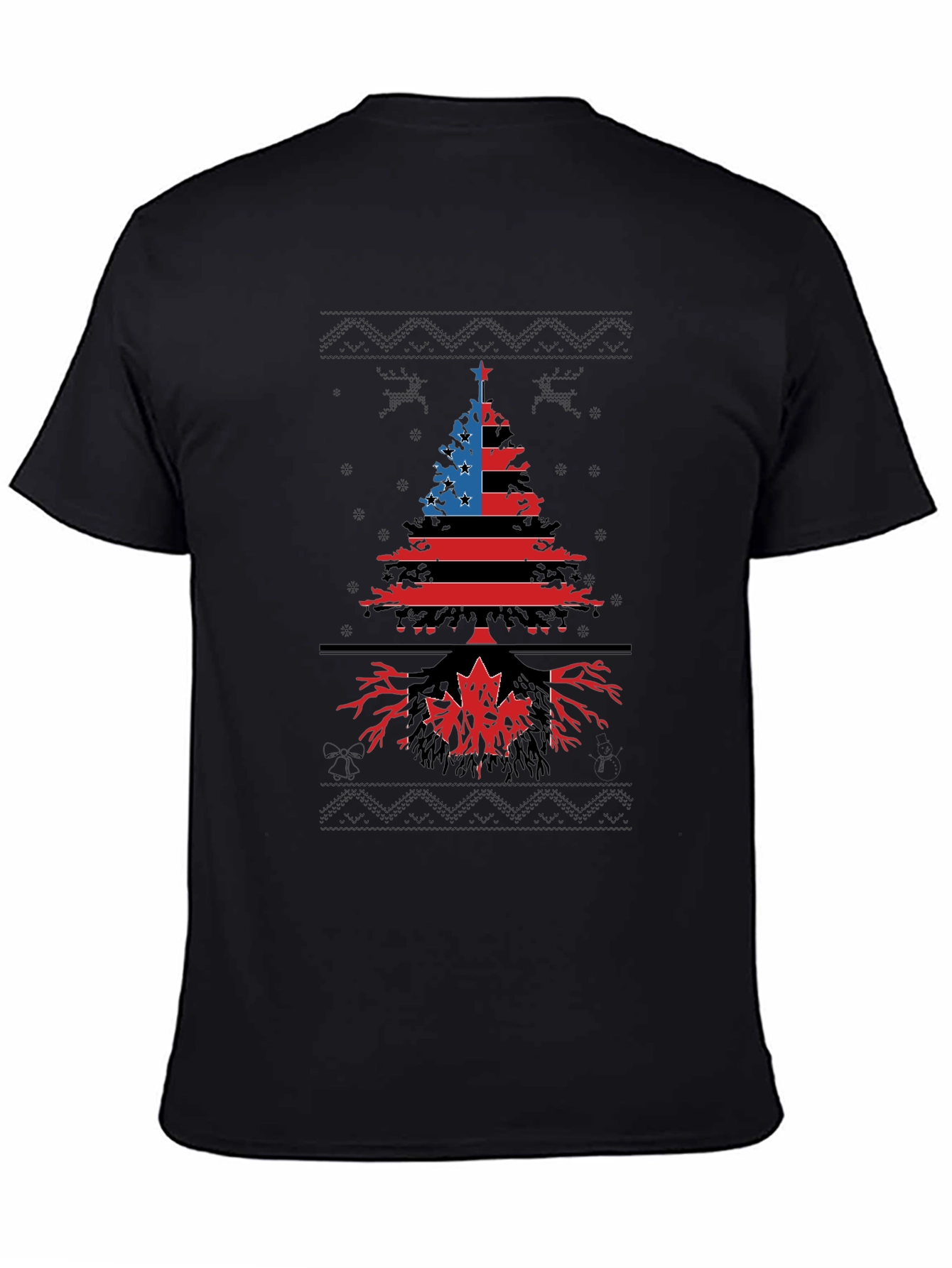 Black USA Canada Roots Christmas Tree Graphic Tee view 4