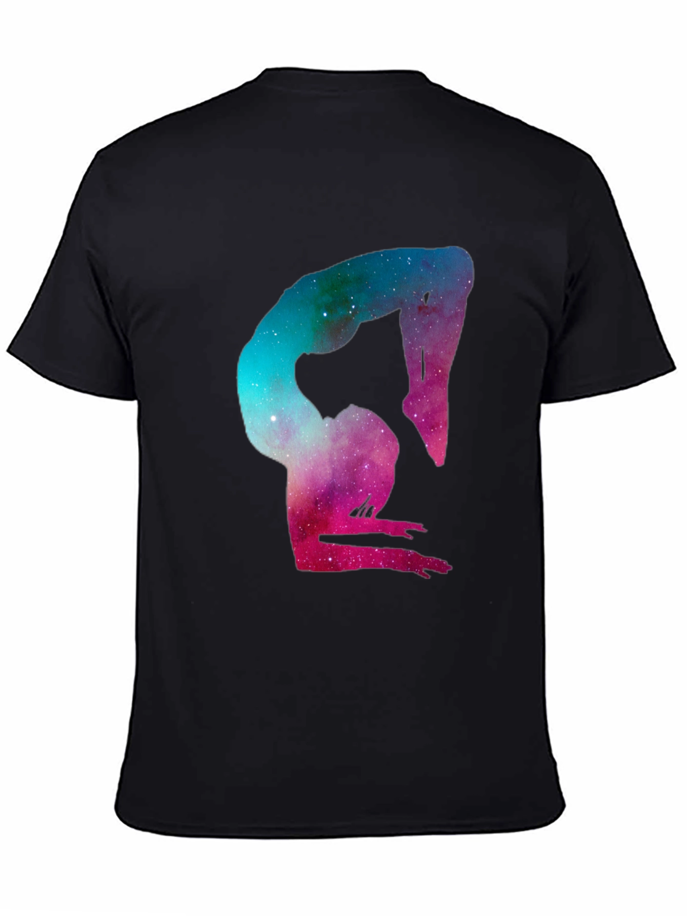 Black Cosmic Yoga Pose Graphic Tee - Black Cotton Blend view 4