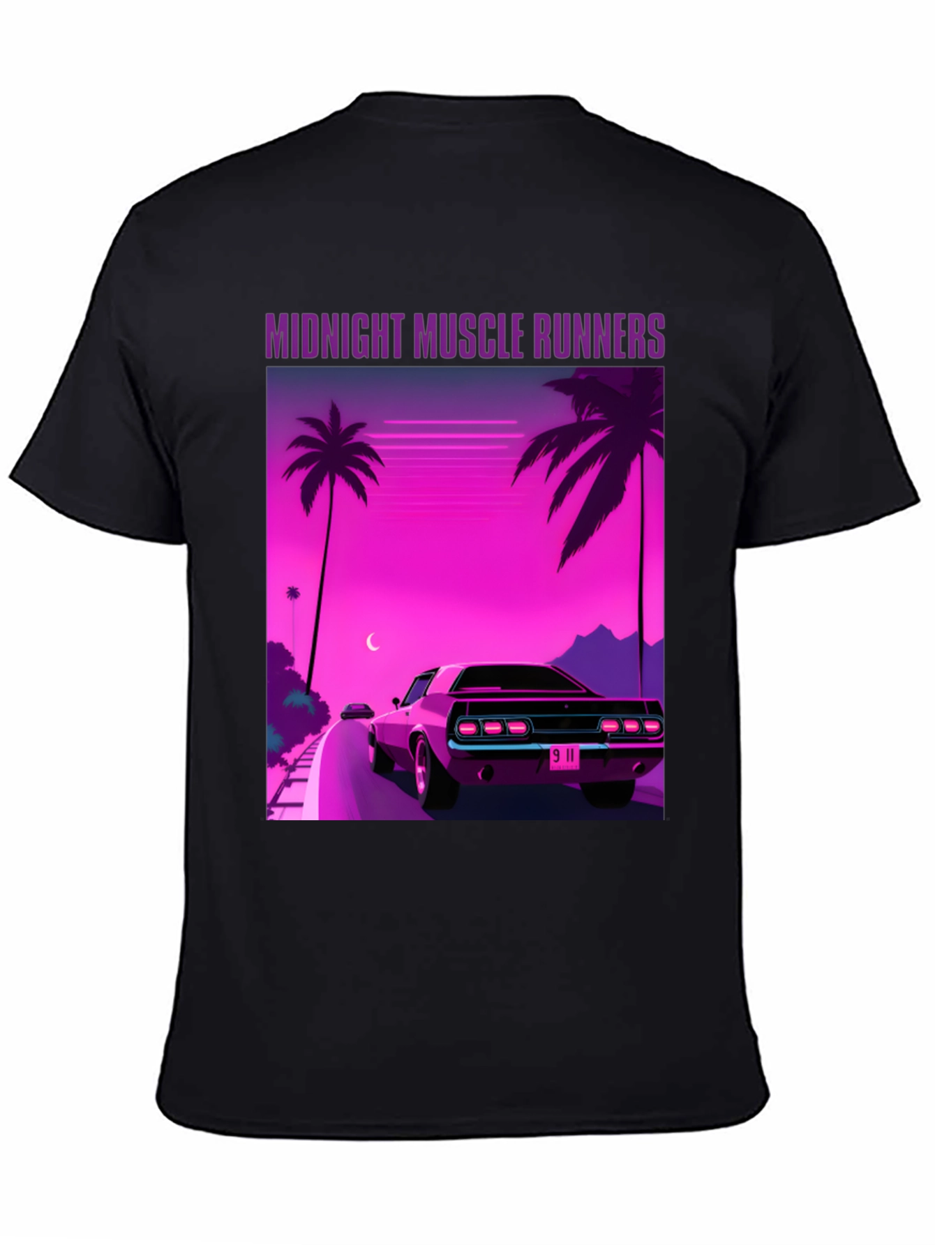 Black Midnight Muscle Runners Graphic Tee view 4