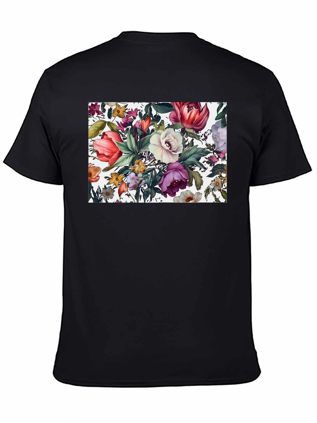 Black Floral Print Black T-Shirt view 4