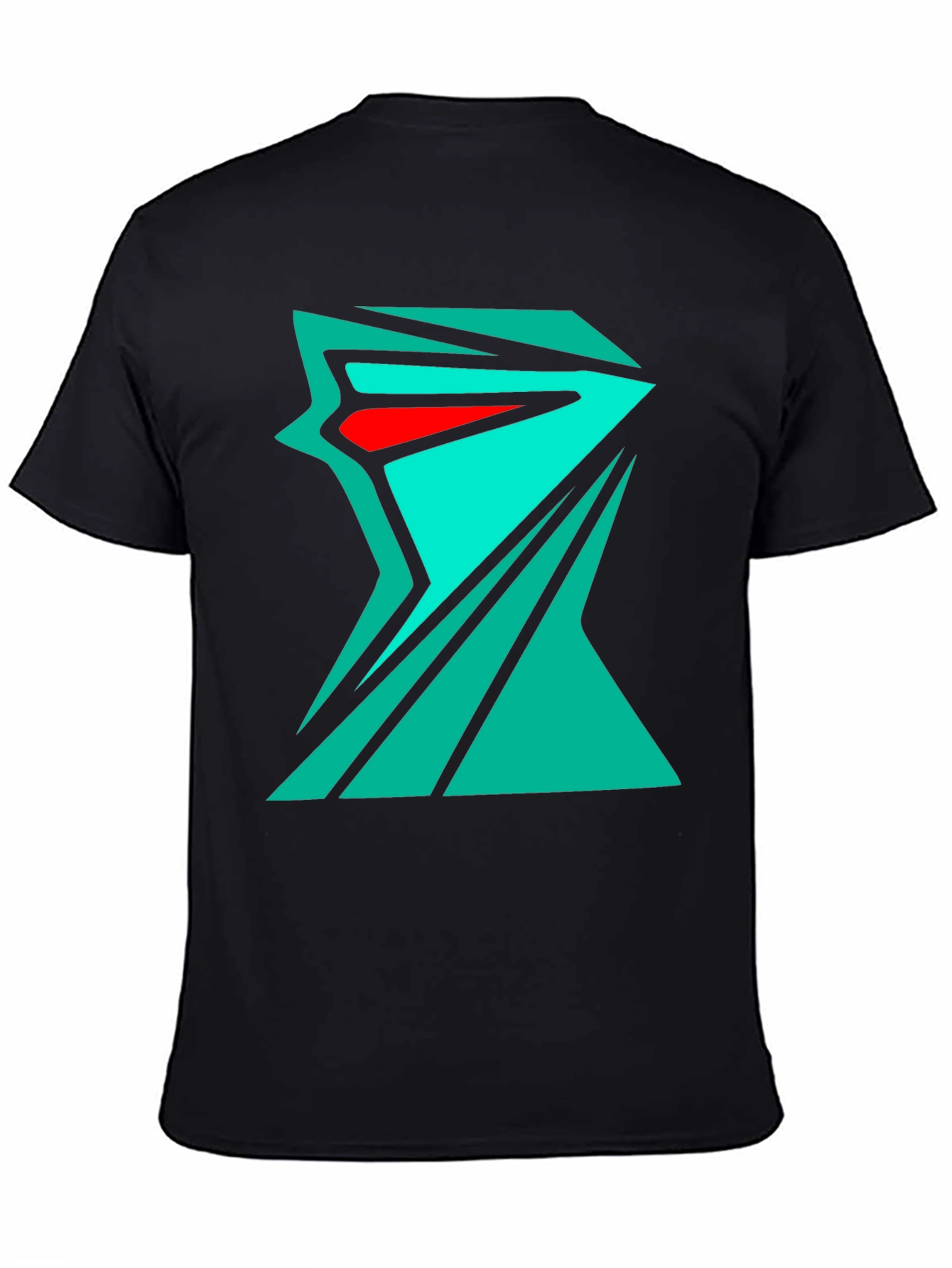 Black Abstract Geometric Tee - Edgy Streetwear Style view 4