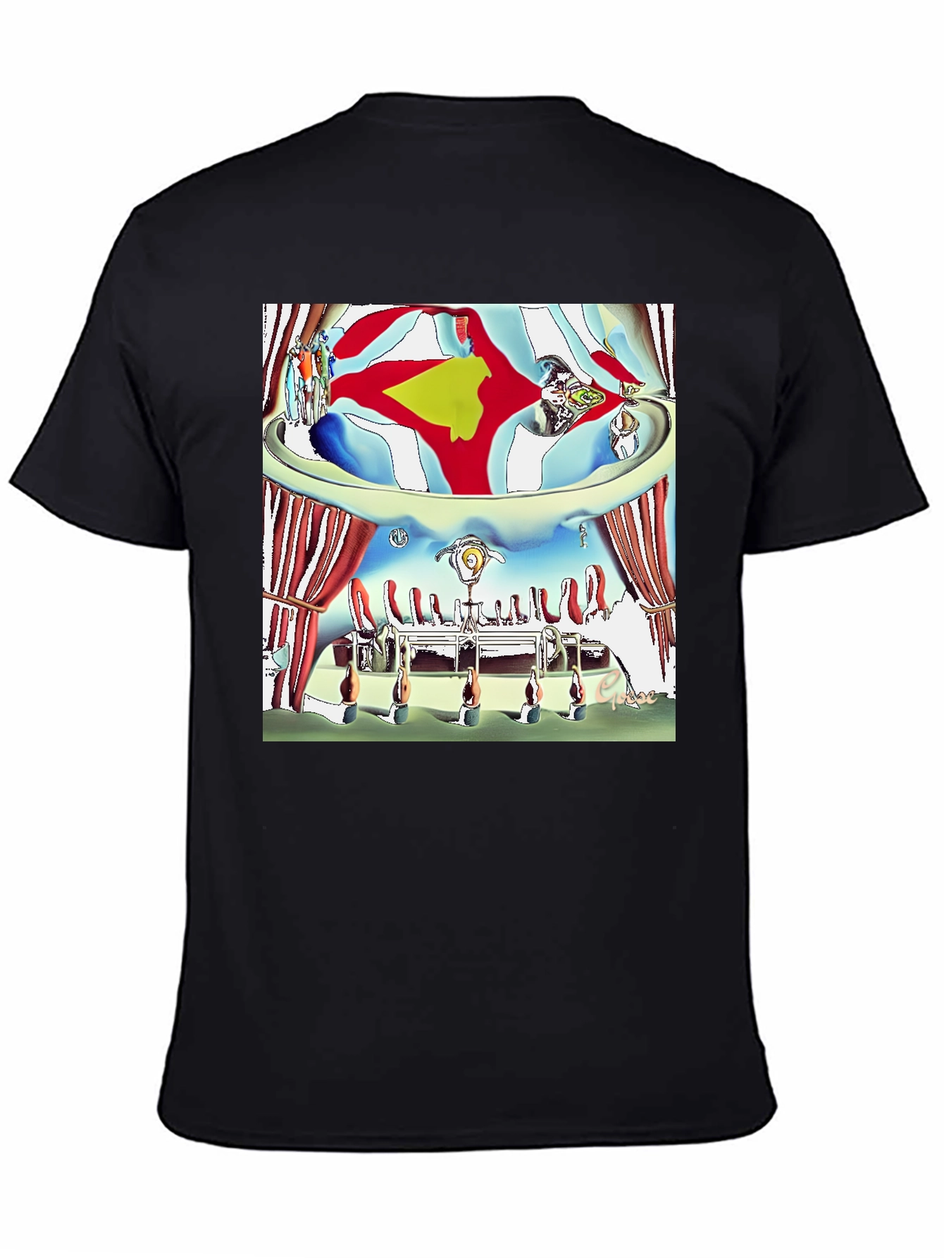 Black Surreal Art Print Black T-Shirt view 4