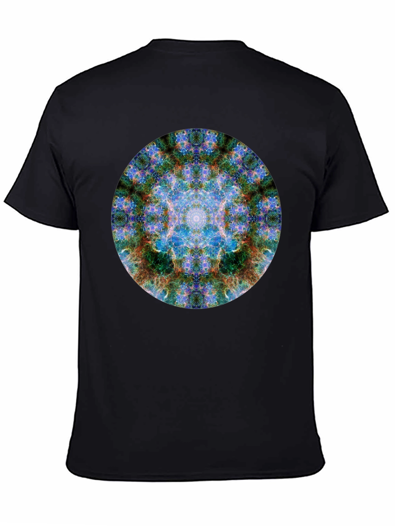 Black Abstract Mandala Graphic Print Crew Neck T-Shirt view 4