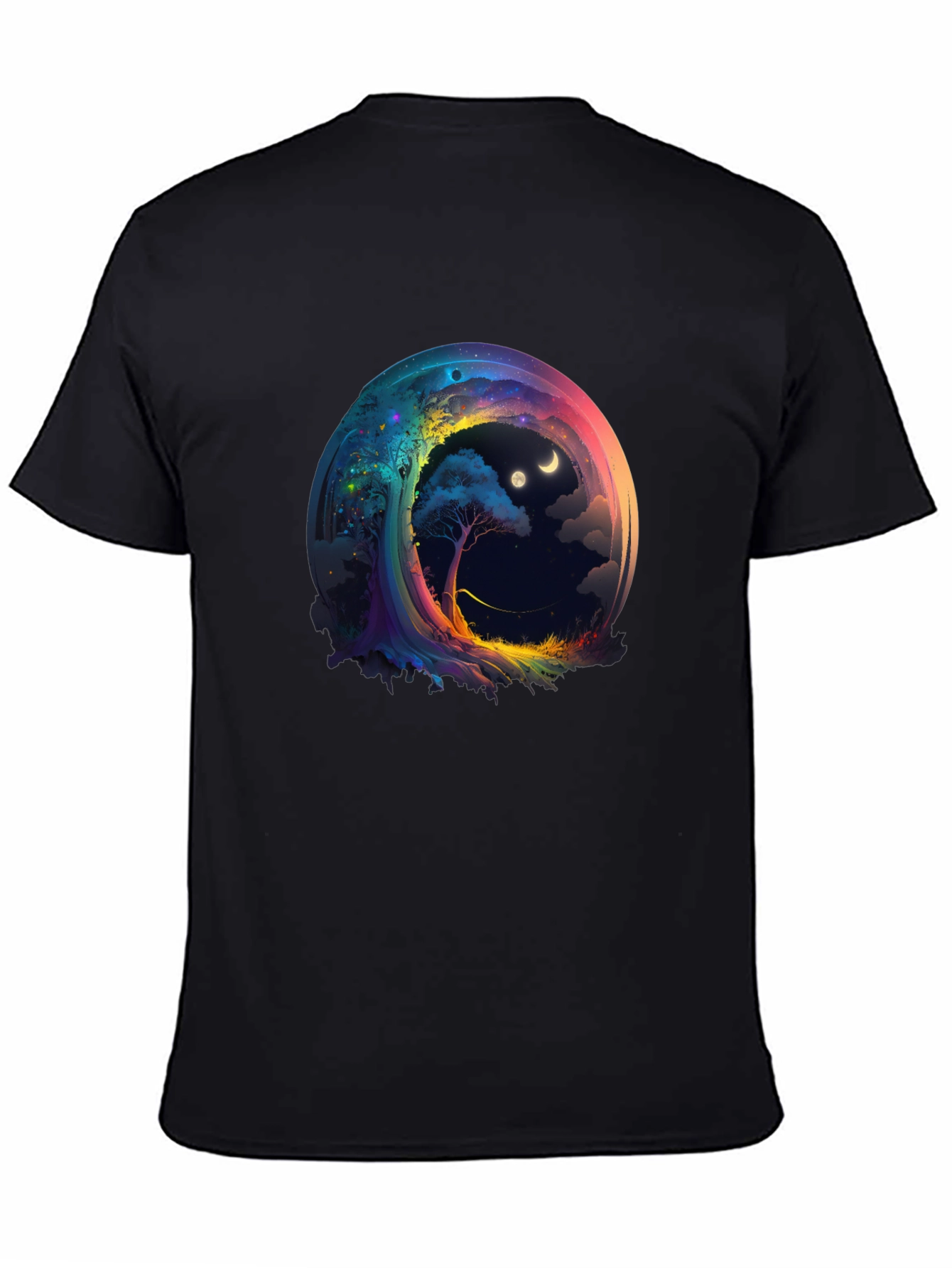 Black Cosmic Dreamscape T-Shirt - Unique Graphic Tee view 4