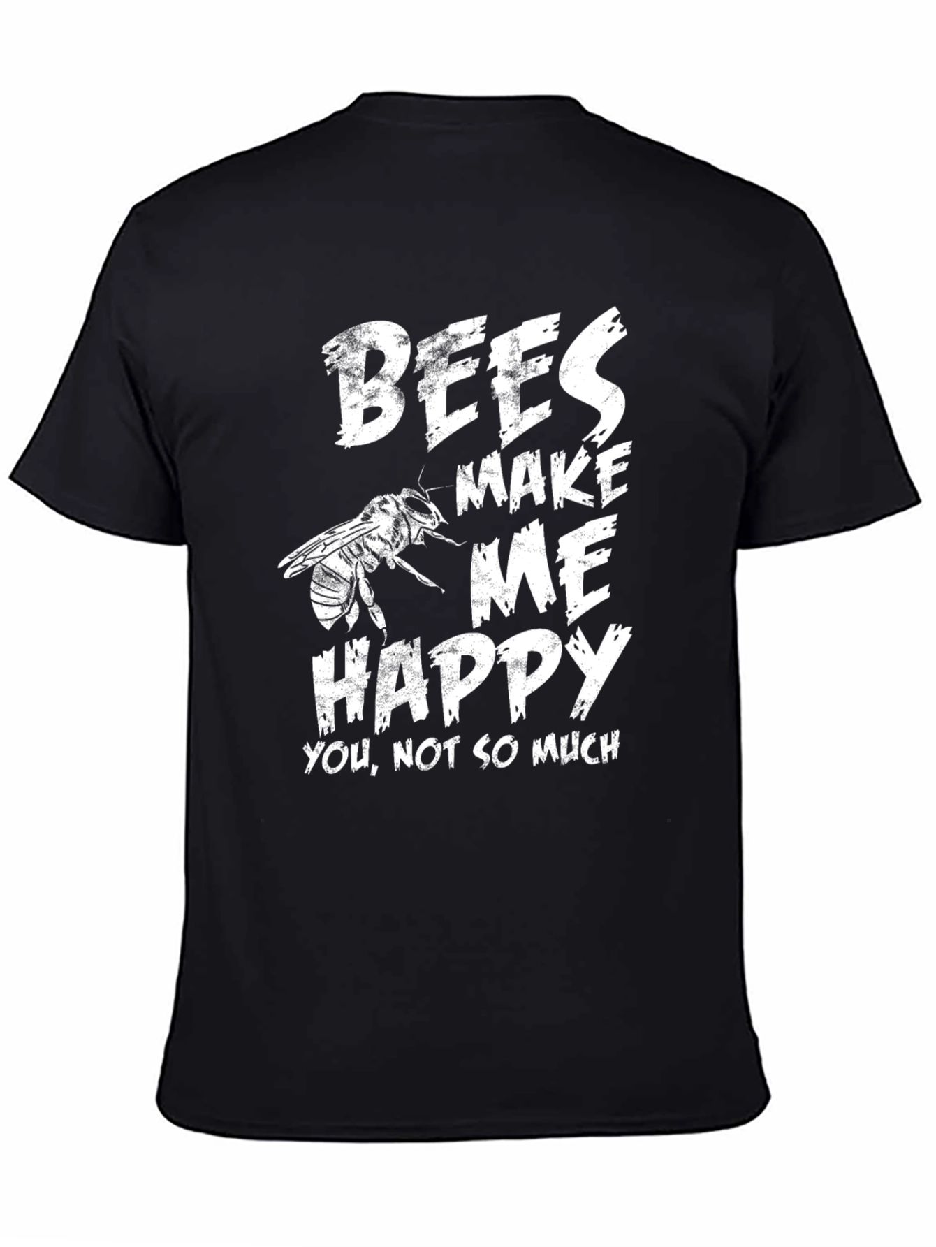 Black Bees Make Me Happy T-Shirt - Black view 4