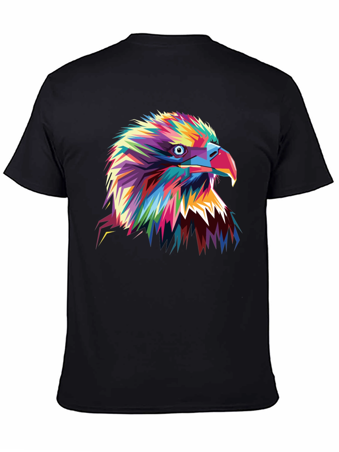 Black Vibrant Eagle Graphic Tee - Bold Colorful Bird Art view 4