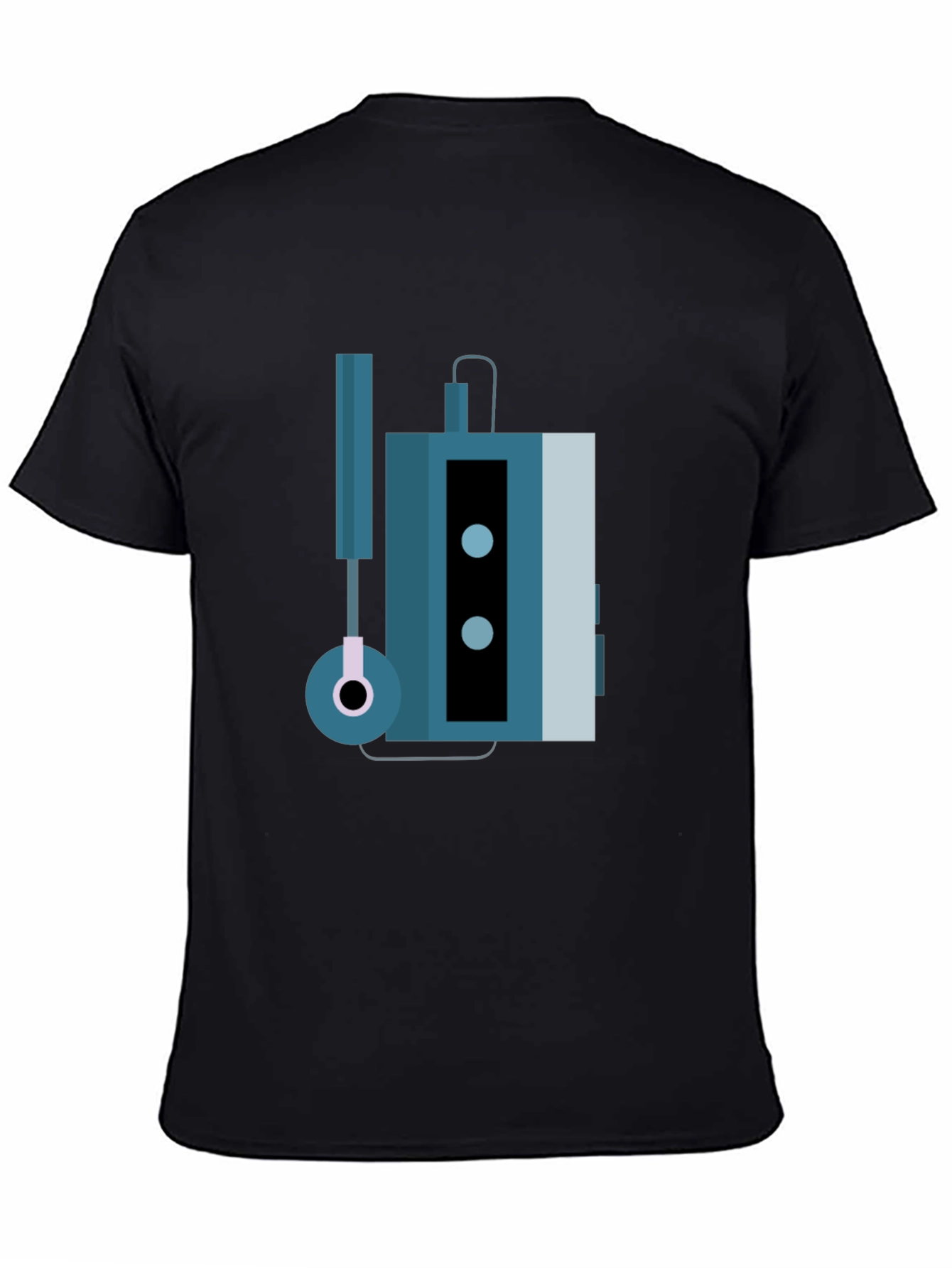 Black Retro Cassette Player Graphic Tee - Black view 4