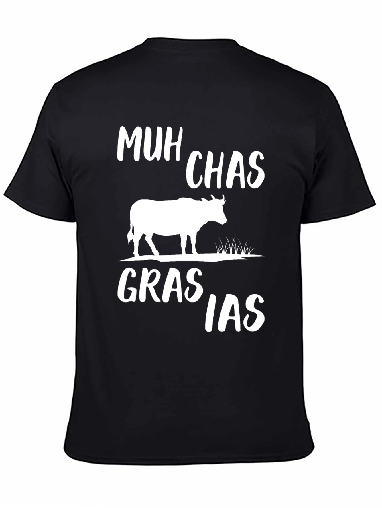 Black Muh Chas Grasias T-Shirt - Funny Cow Graphic Tee view 4
