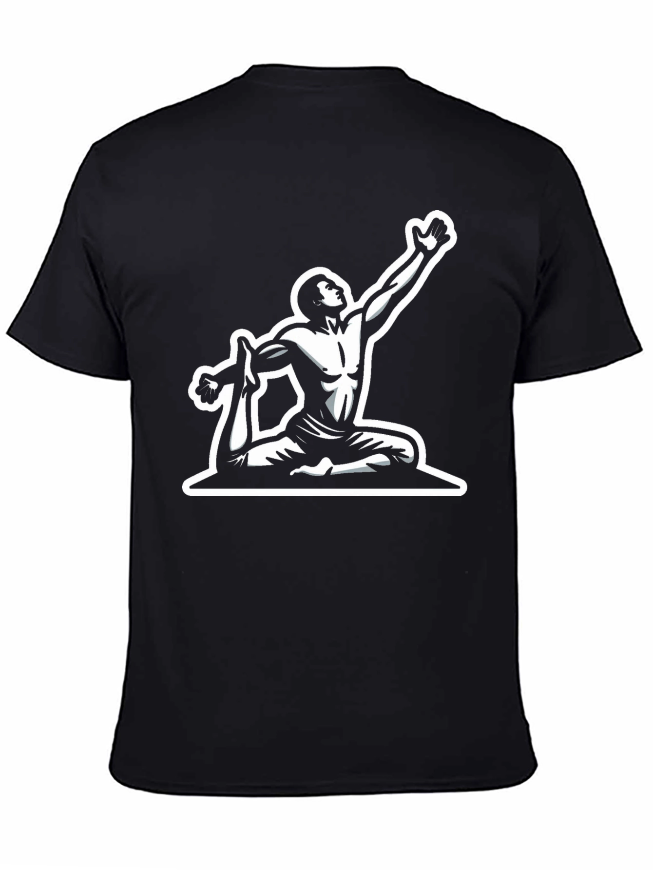 Black Yoga Pose Graphic Tee - Black Cotton Blend view 4