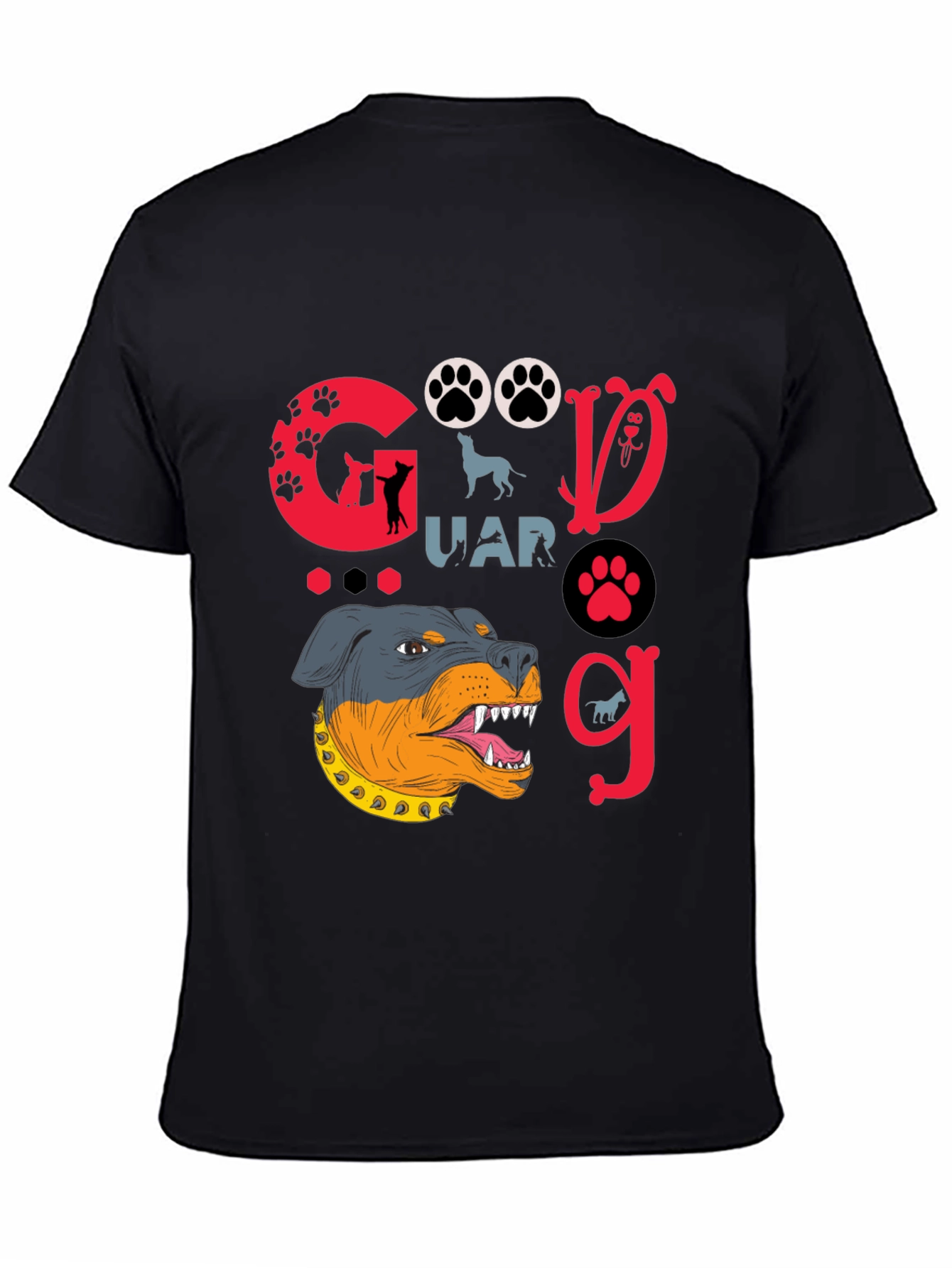 Black Dog Guard T-Shirt - Rottweiler Graphic Tee view 4