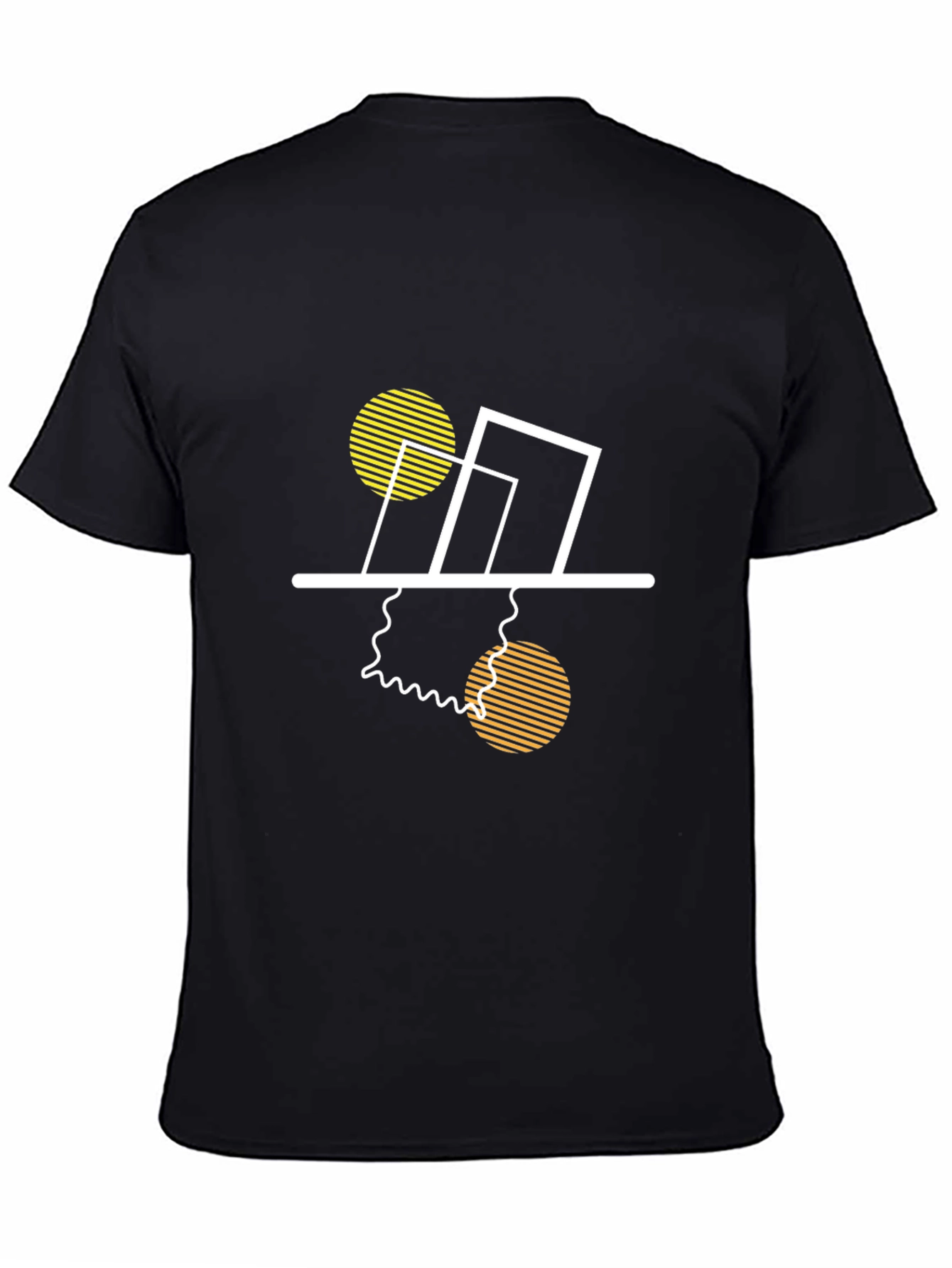 Black Modern Geometric Graphic Tee - Stylish Black T-Shirt view 4