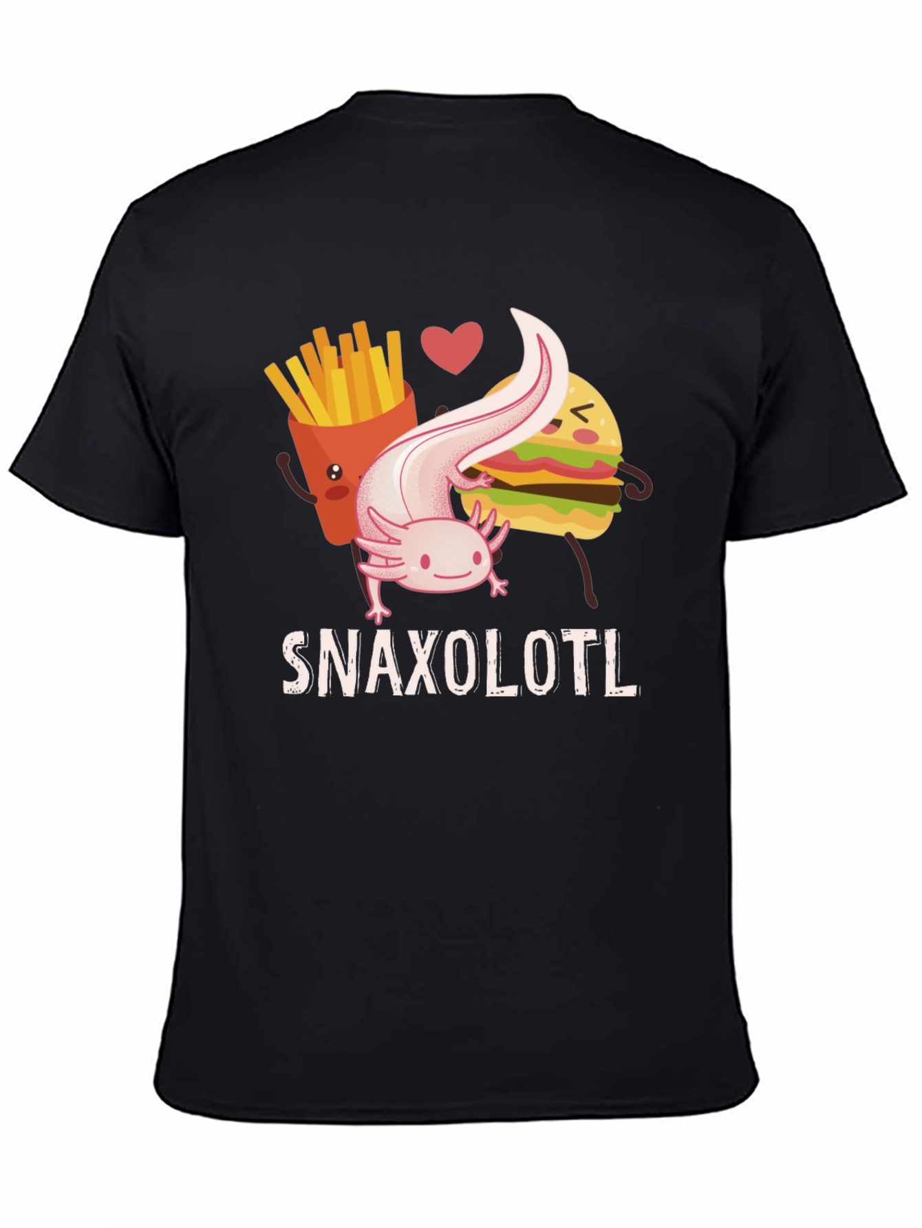Black Snaxolotl Funny Axolotl Food Lover T-Shirt view 4