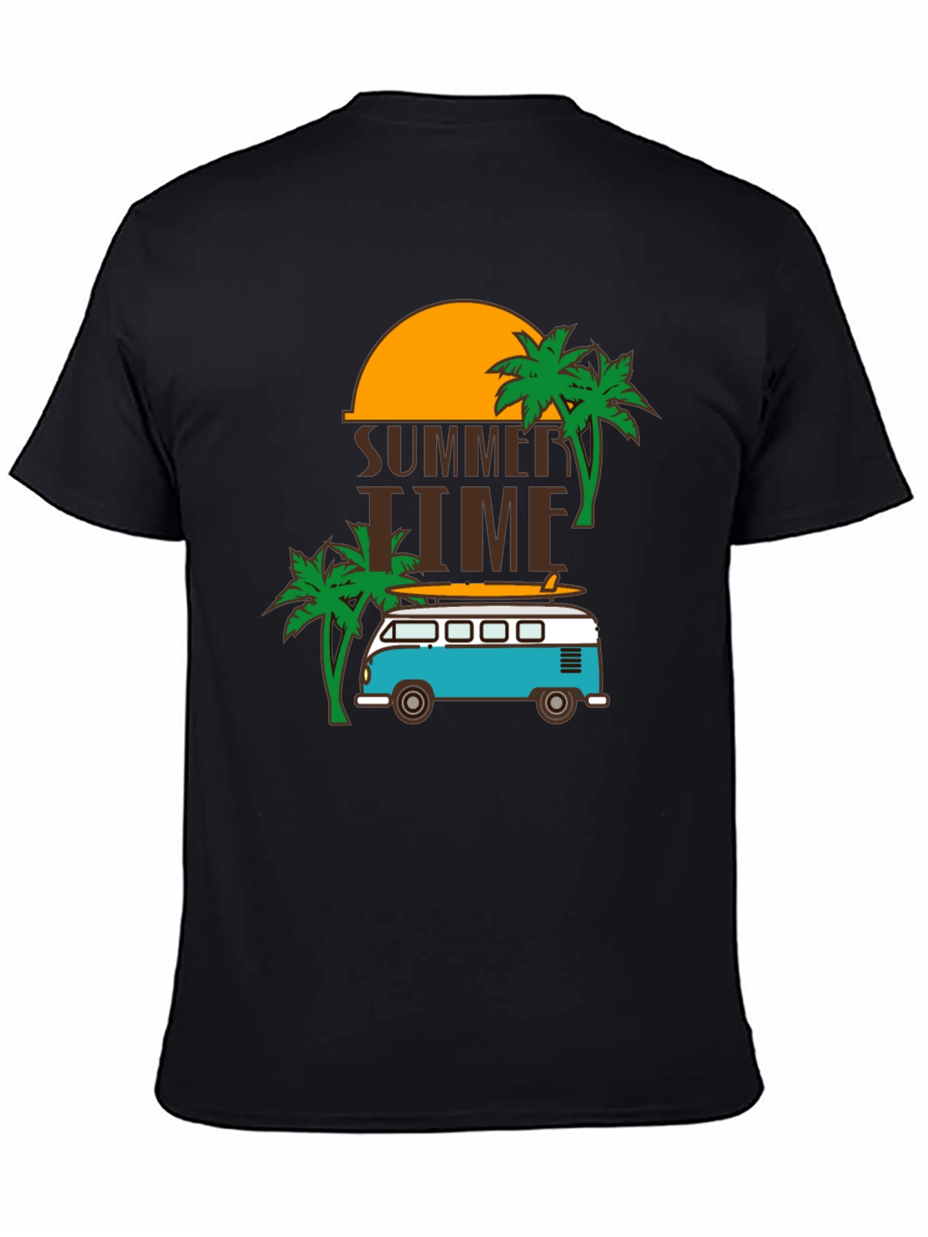 Black Summer Time Beach Van Graphic Tee view 4