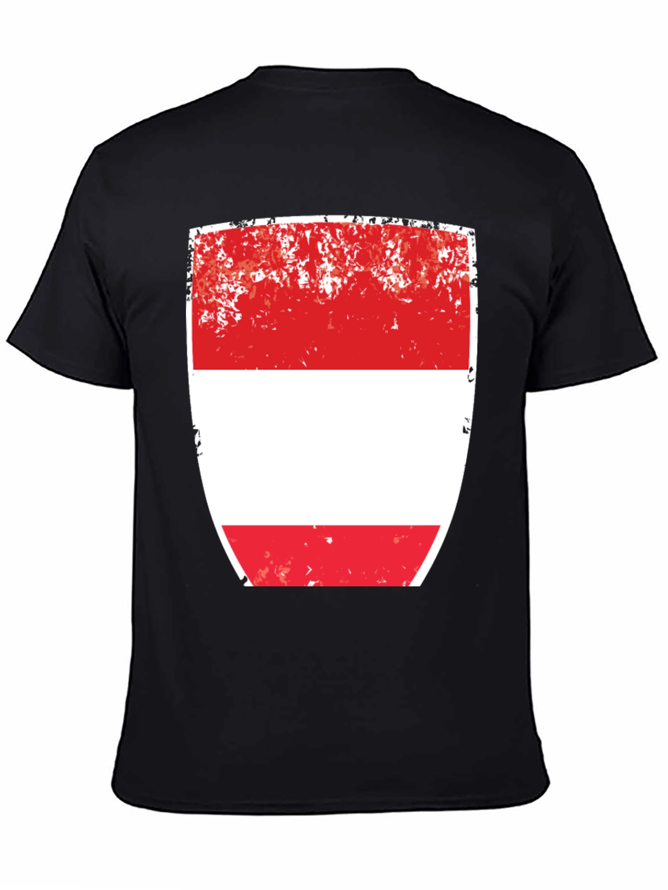 Black Austria Flag T-Shirt - Red and White Shield Design view 4