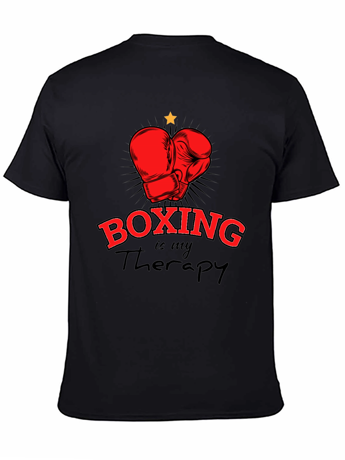 Black Boxing is My Therapy T-Shirt - Black view 4