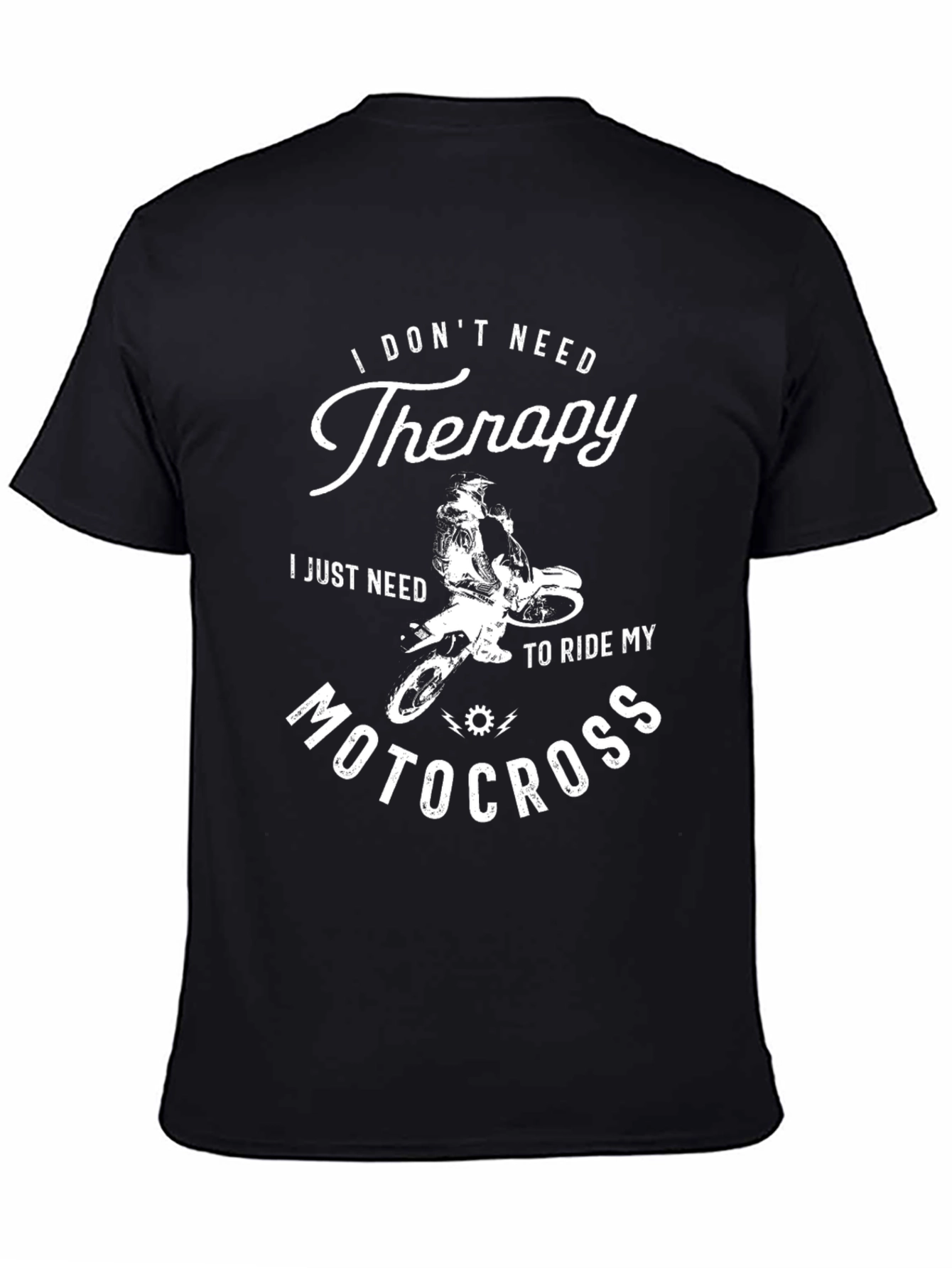 Black Motocross Therapy Graphic Tee - Ride Your Worries Away! view 4
