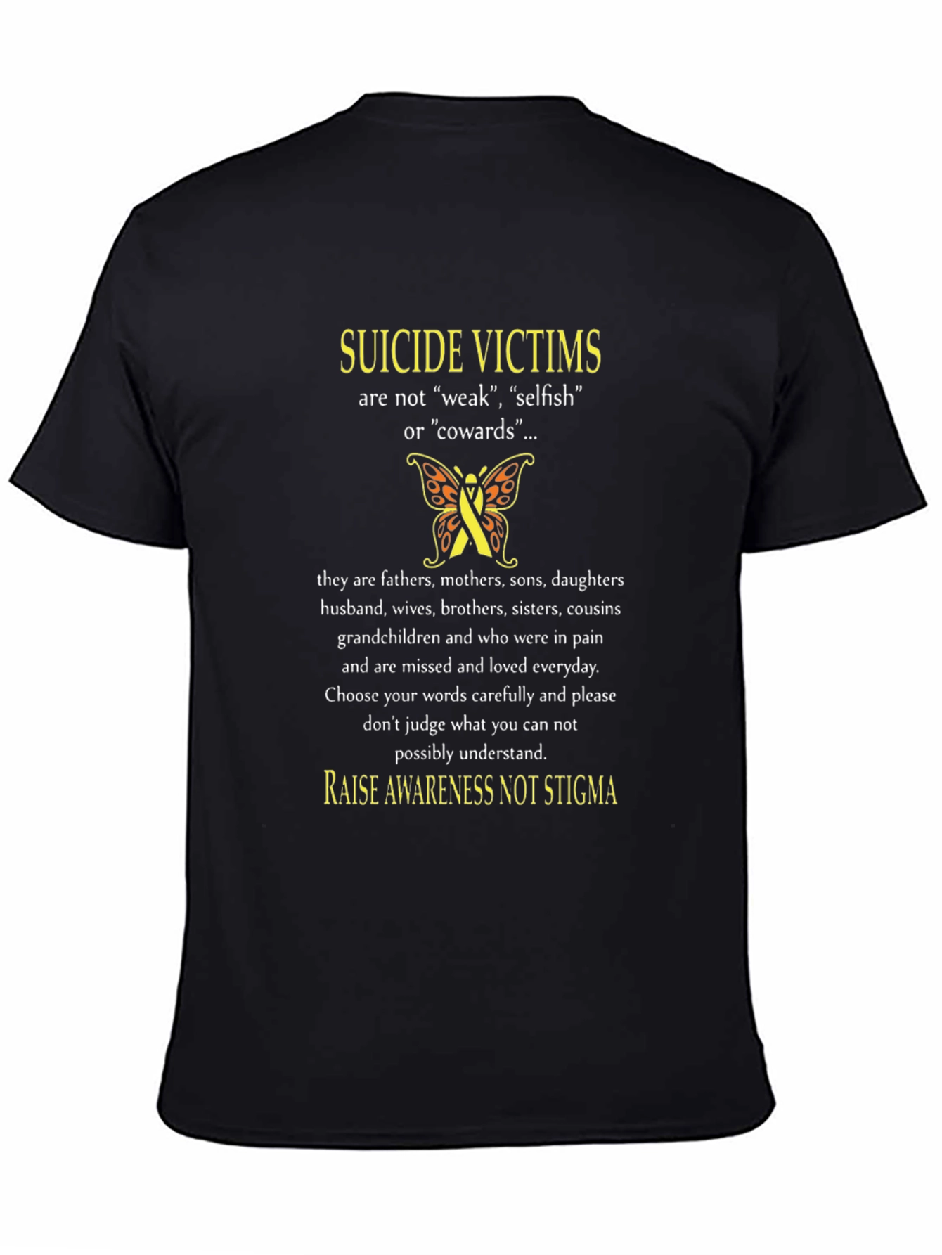 Black Suicide Awareness Graphic T-Shirt view 4