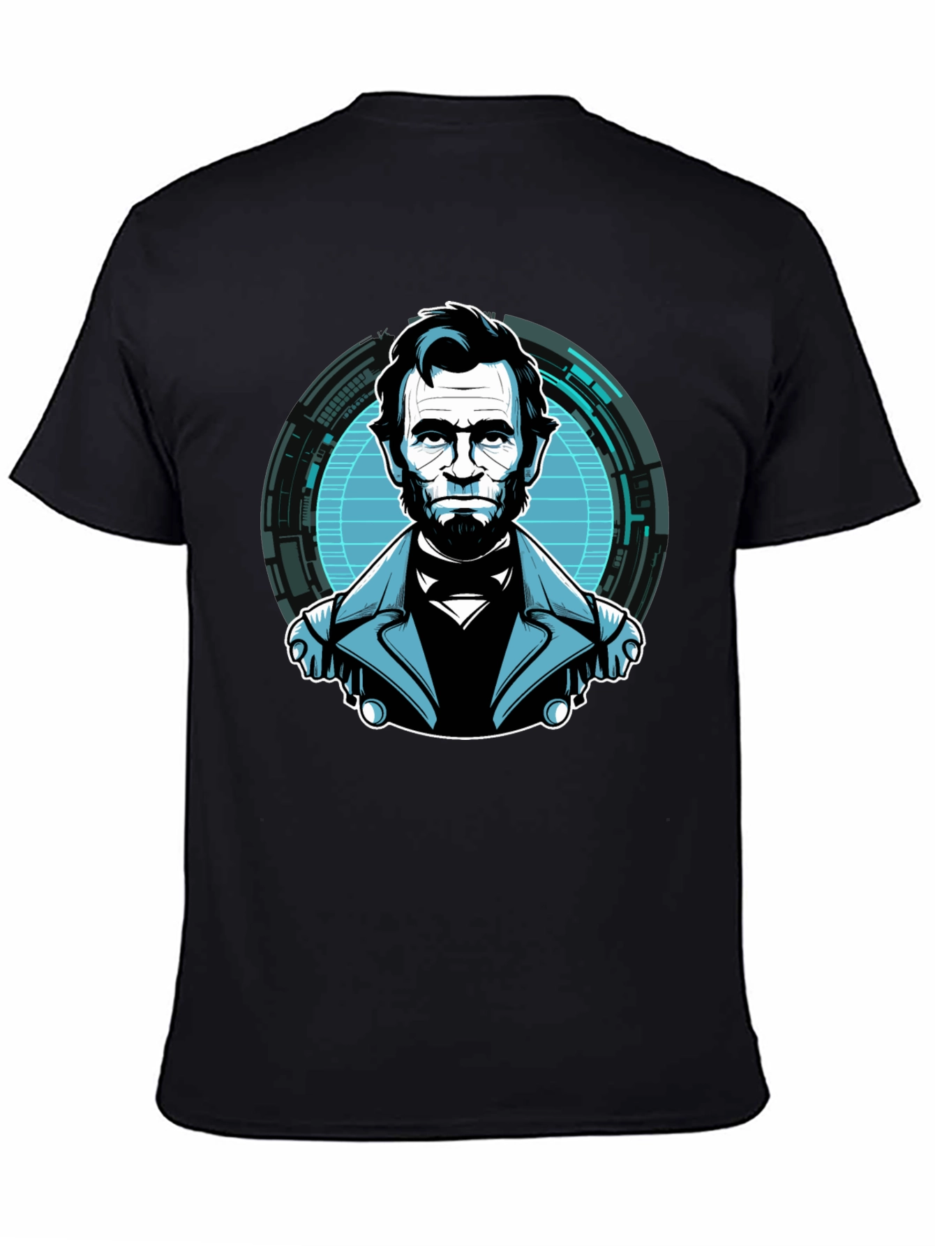 Black Abe Lincoln Tech Graphic Black T-Shirt view 4