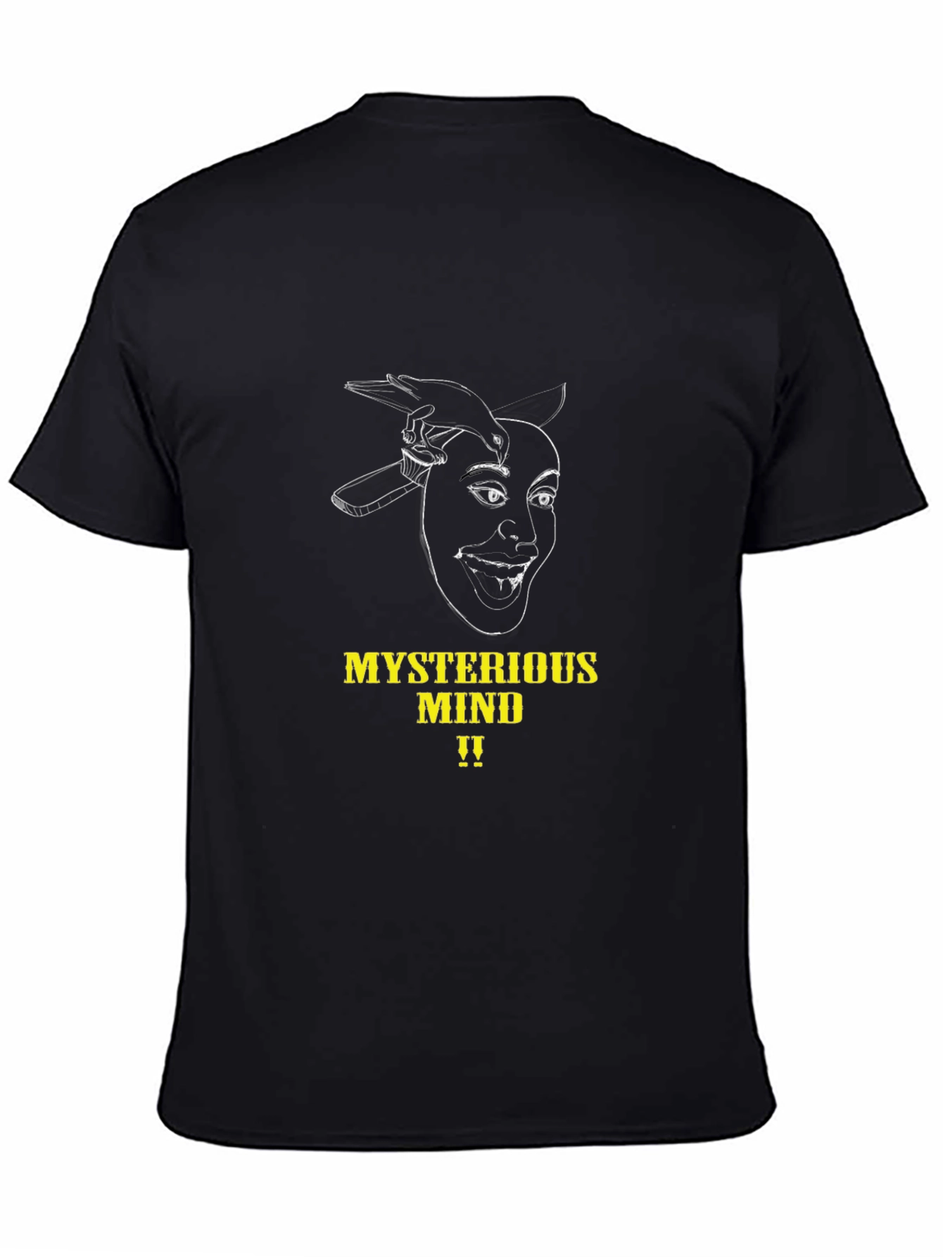 Black Mysterious Mind Graphic Tee - Black Unisex T-Shirt view 4