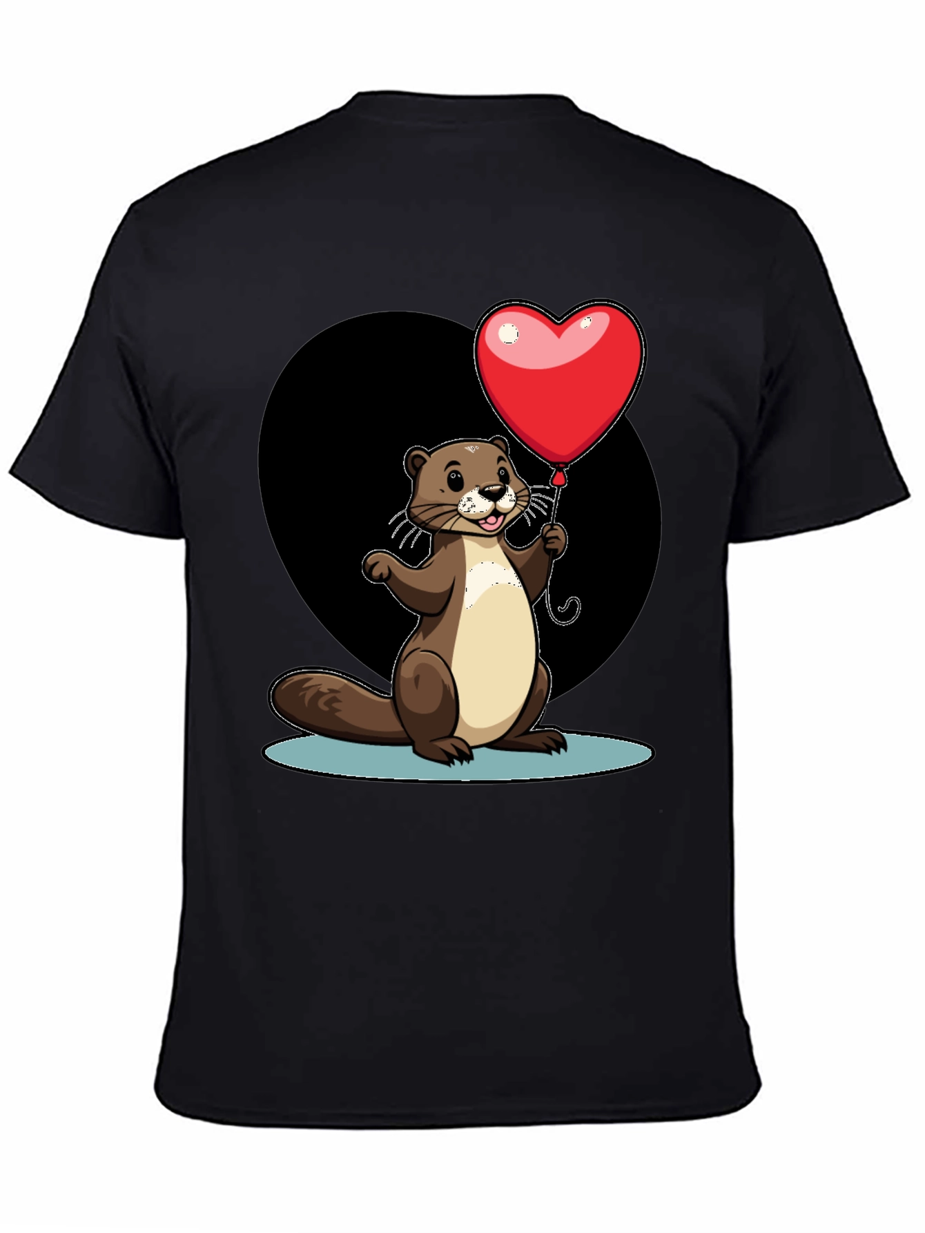 Black Heart Balloon Otter Graphic Tee - Valentine's Day view 4