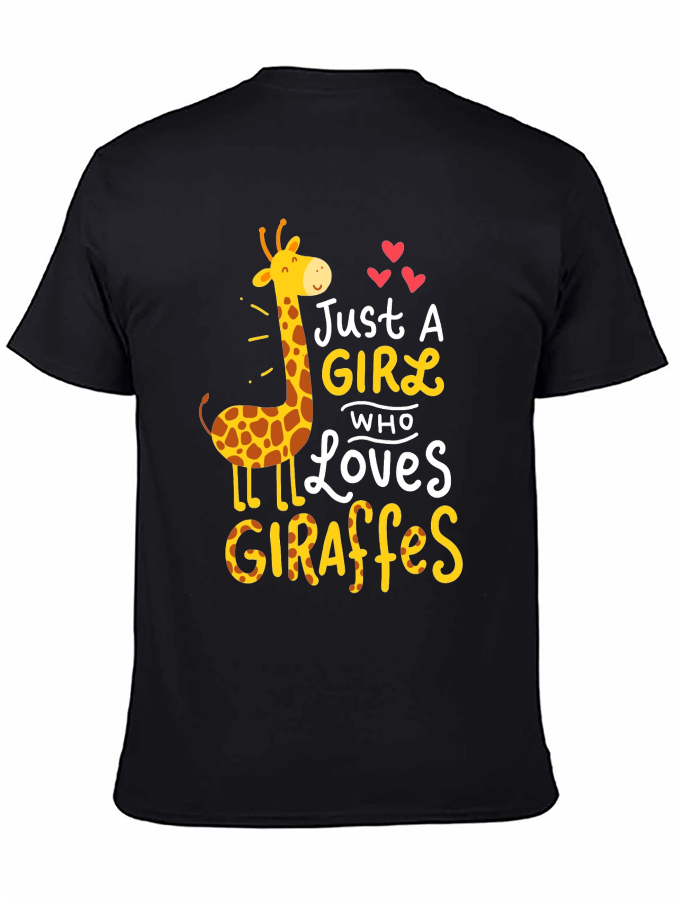 Black Just a Girl Who Loves Giraffes T-Shirt view 4
