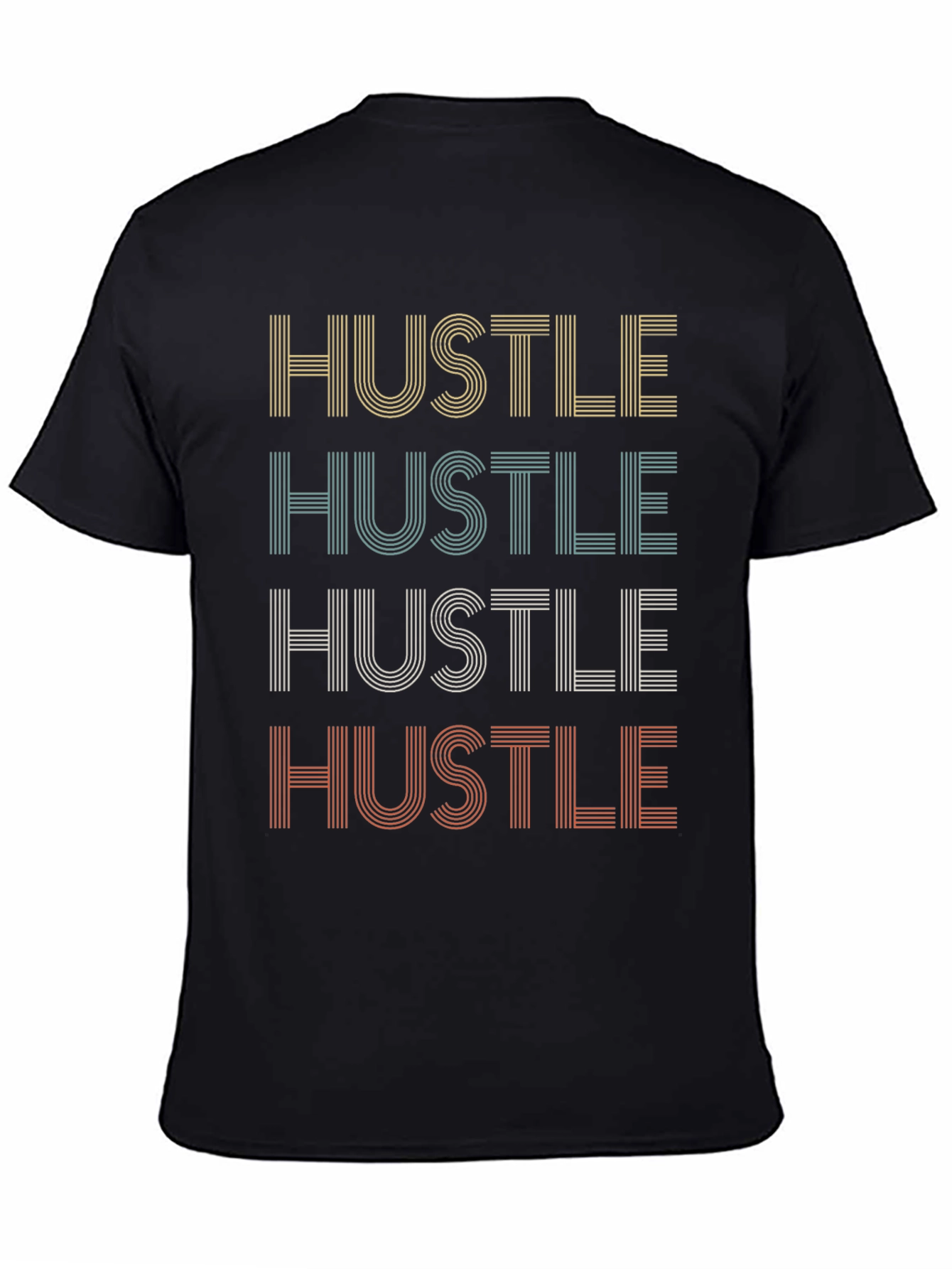 Black Retro Hustle T-Shirt - Motivational Black Tee view 4