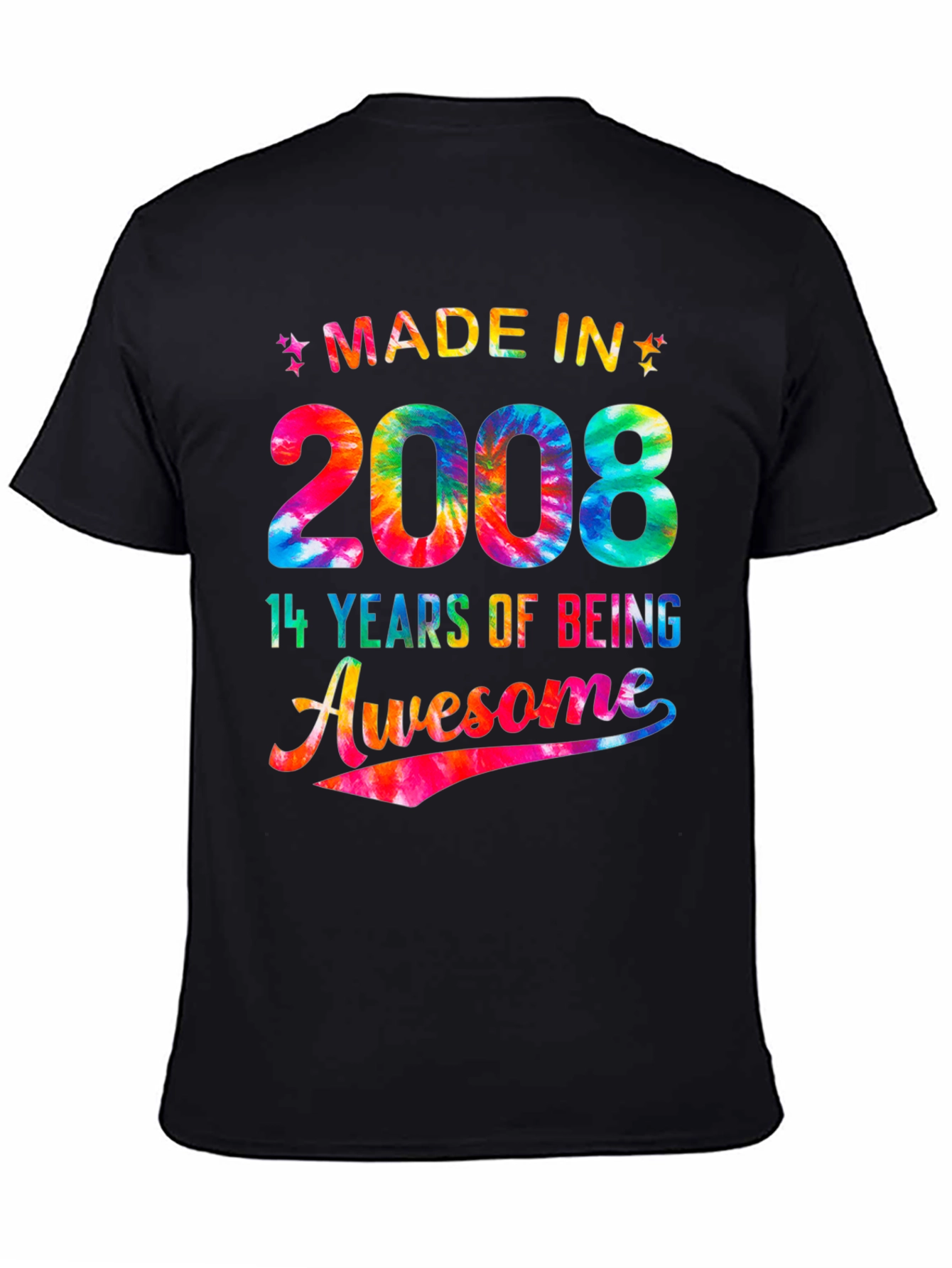 Black Made in 2008 - 14 Years of Being Awesome T-Shirt view 4