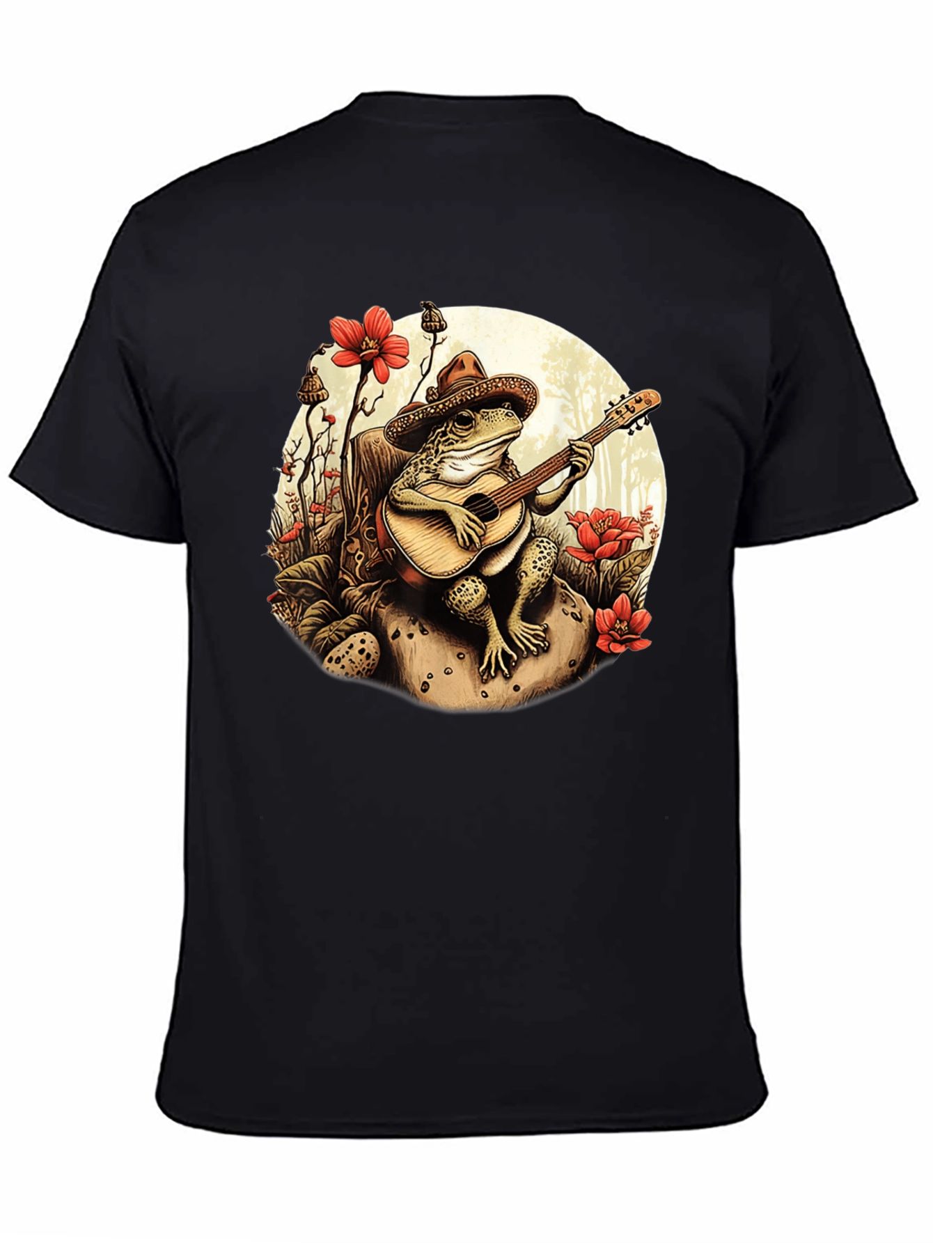 Black Frog Guitarist T-Shirt - Musical Amphibian Design view 4