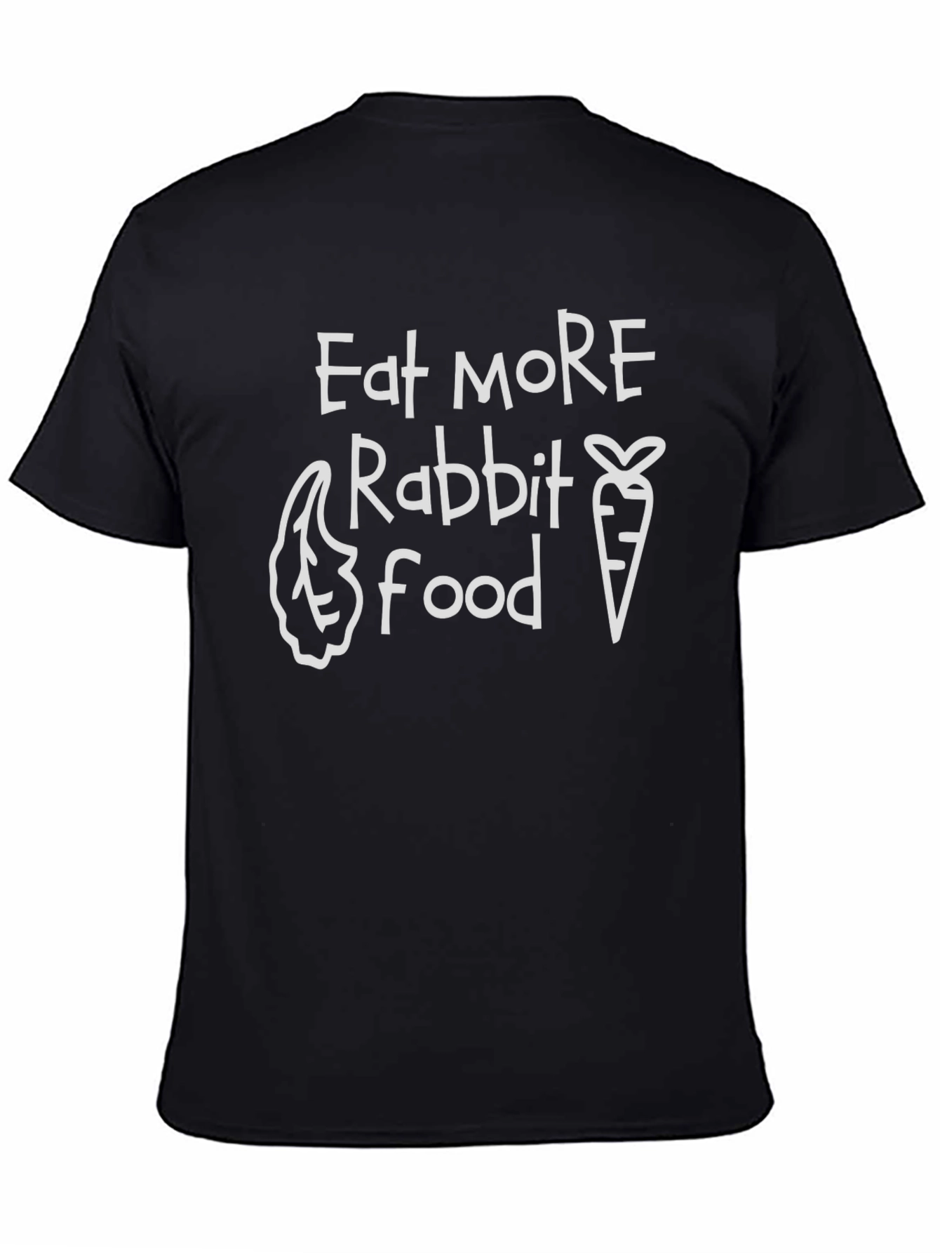 Black Eat More Rabbit Food T-Shirt Funny Vegetarian Tee view 4