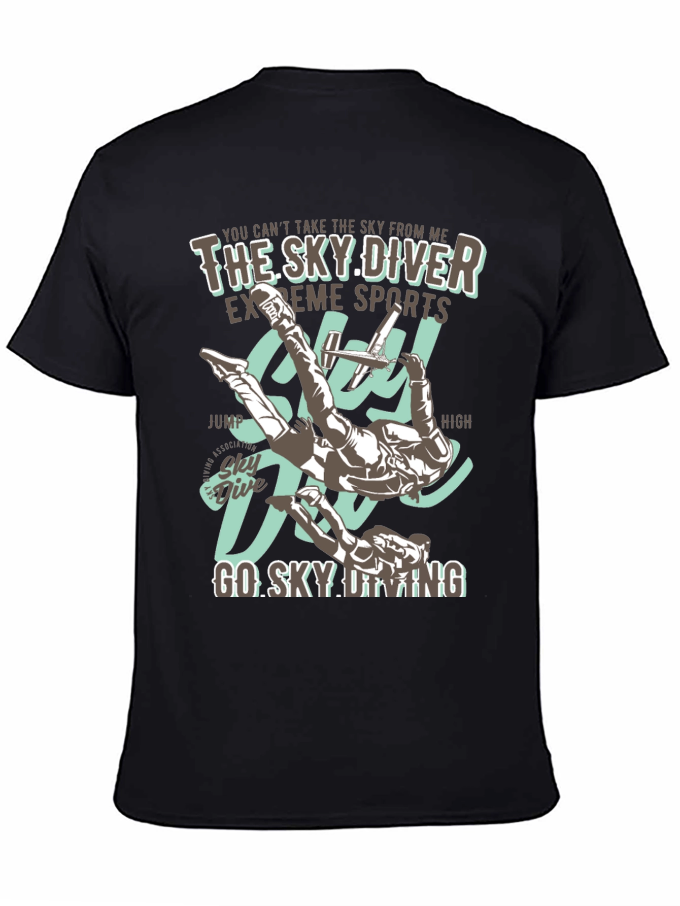 Black Sky Diving T-Shirt - Extreme Sports Graphic Tee view 4