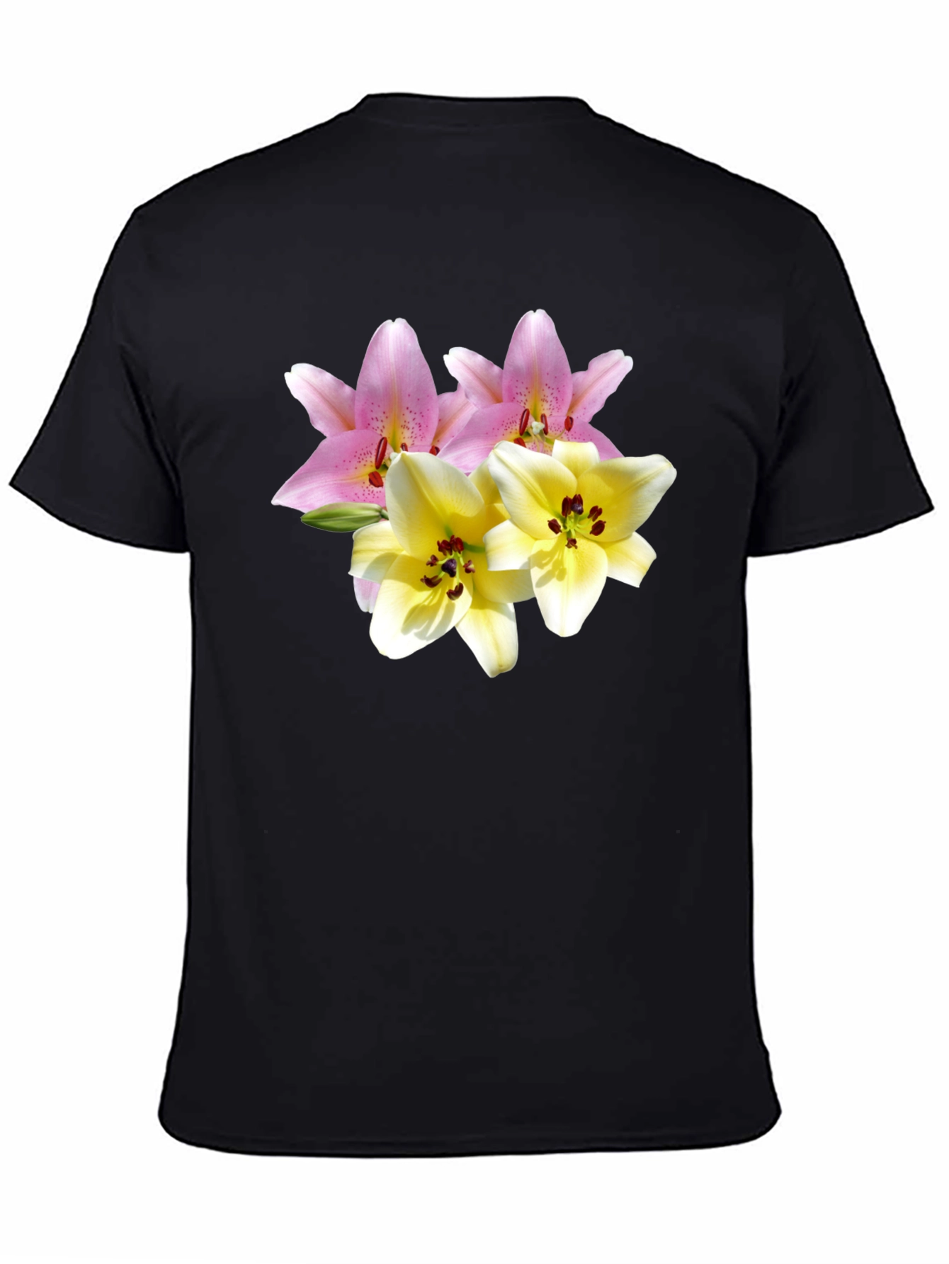 Black Floral Print Tee - Lily Design view 4