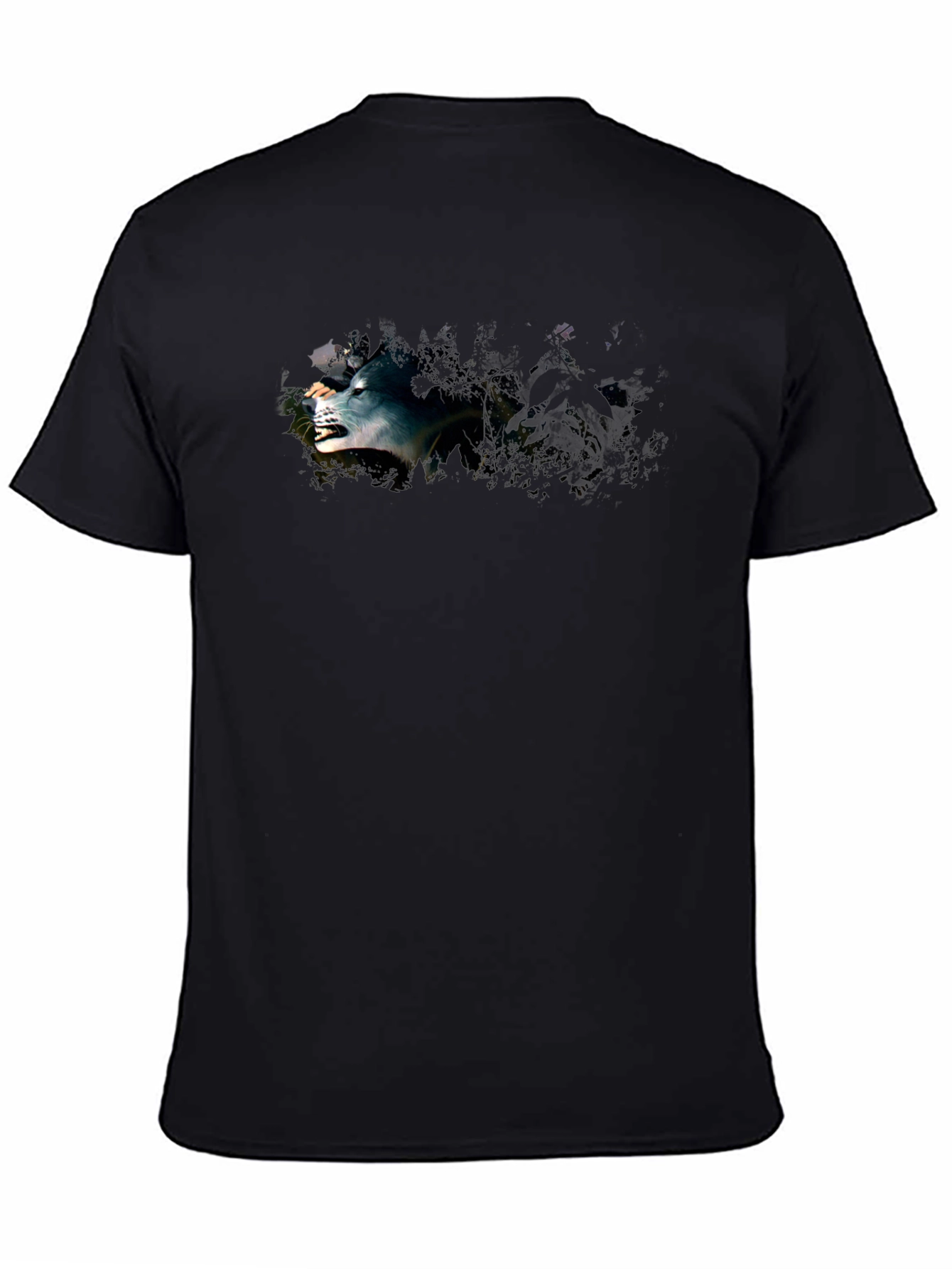Black Black T-Shirt with Wolf Graphic view 4