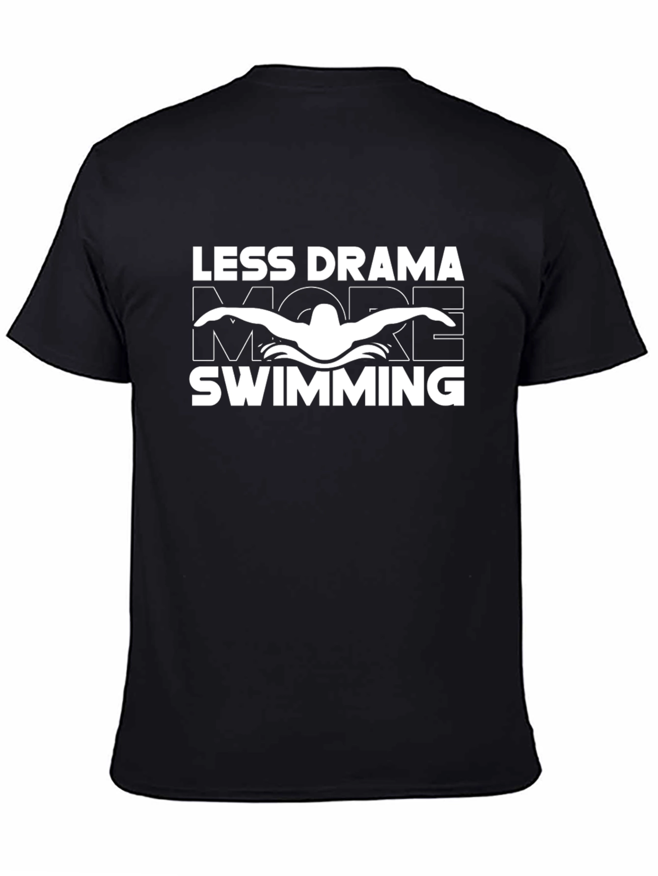 Less Drama More Swimming Black Graphic T-Shirt - 4