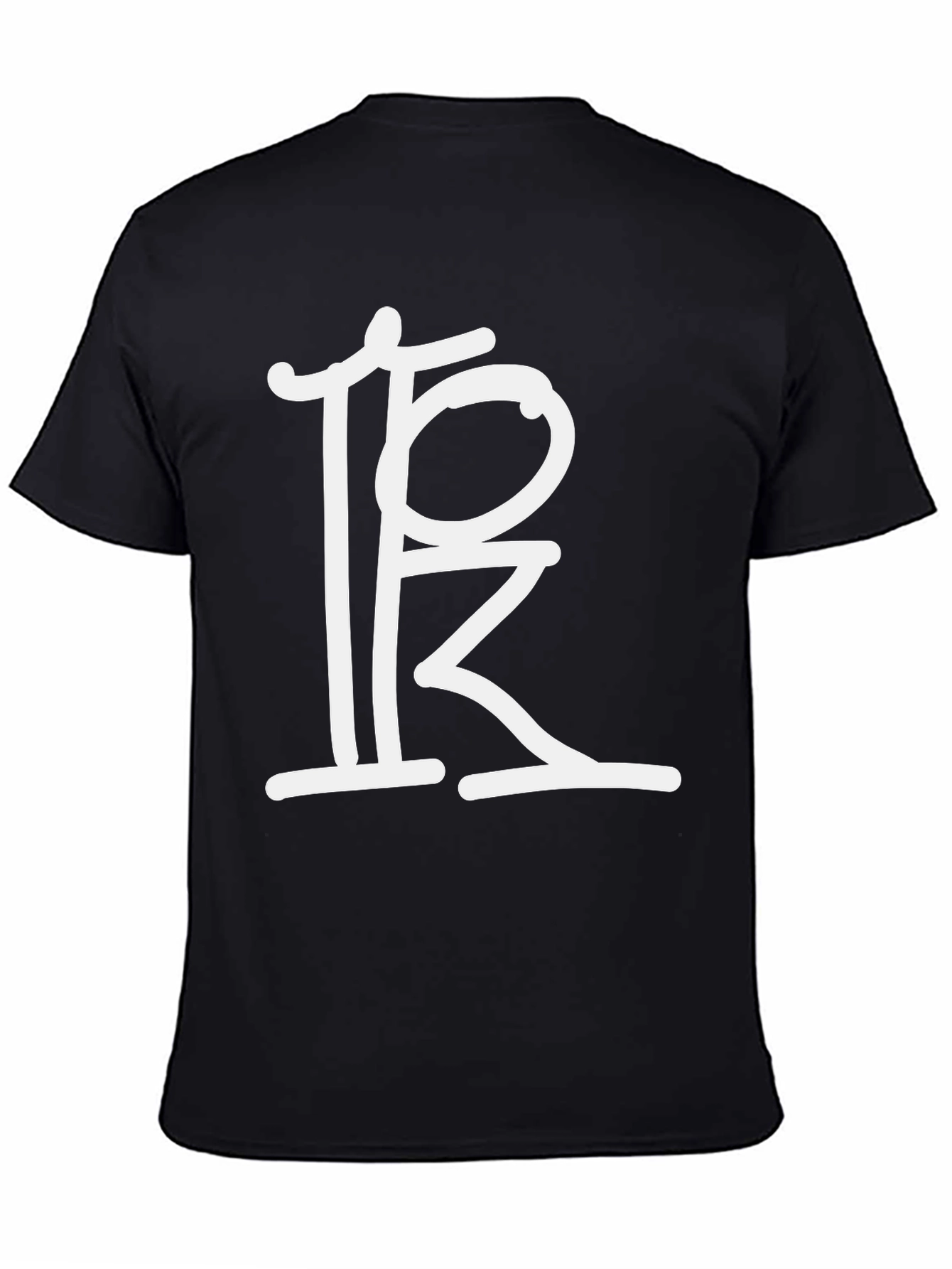 Black Men's Black T-Shirt with Abstract White Graphic view 4
