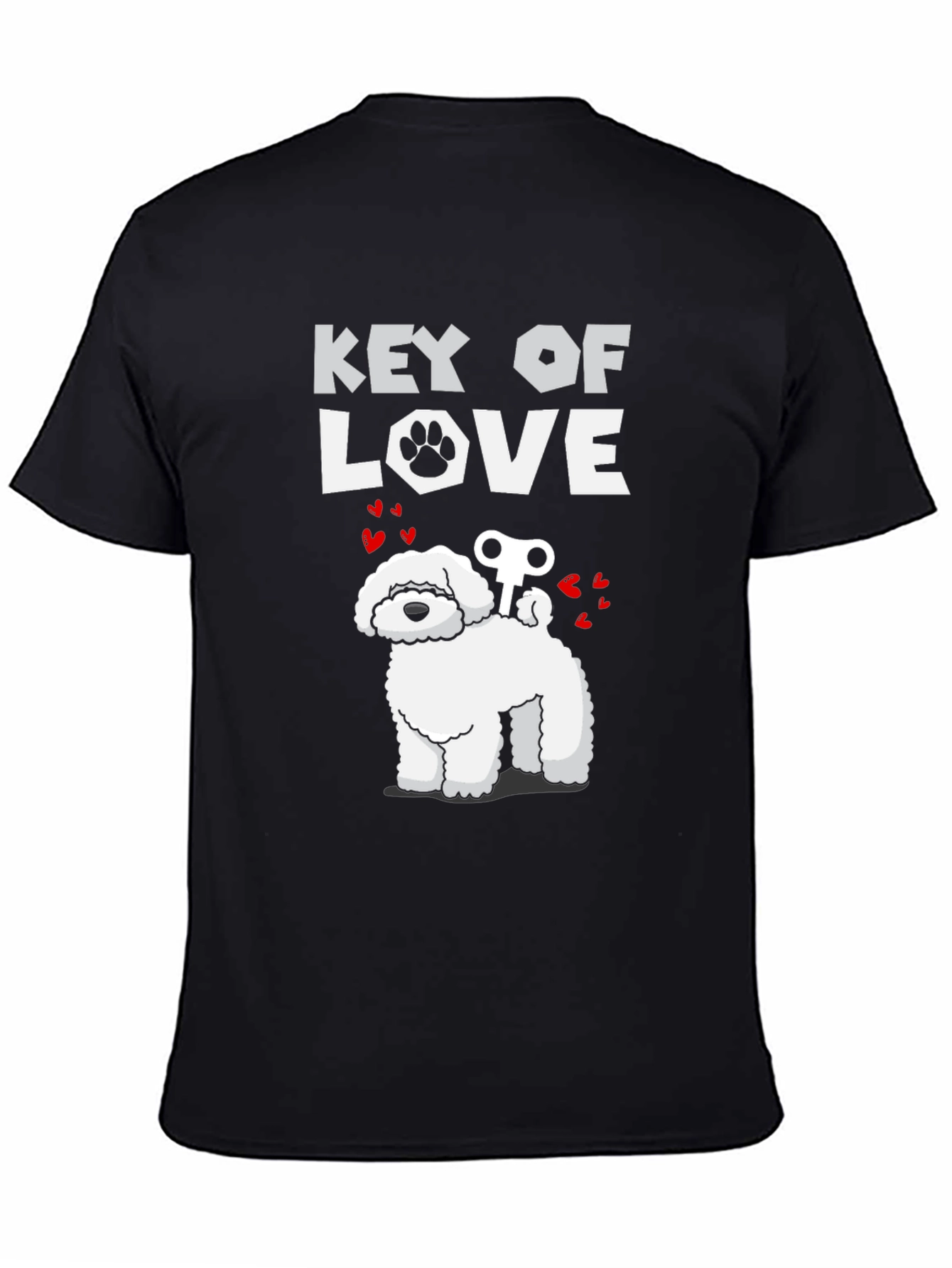 Black Key of Love Dog Graphic Tee - Novelty Dog Lover Shirt view 4
