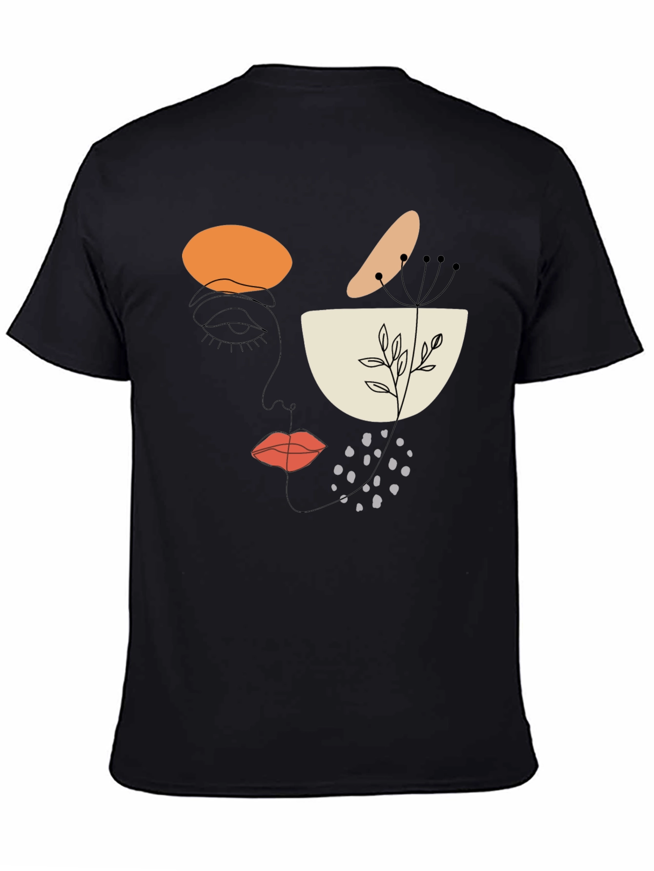 Black Abstract Face Graphic T-Shirt - Modern Art Tee view 4