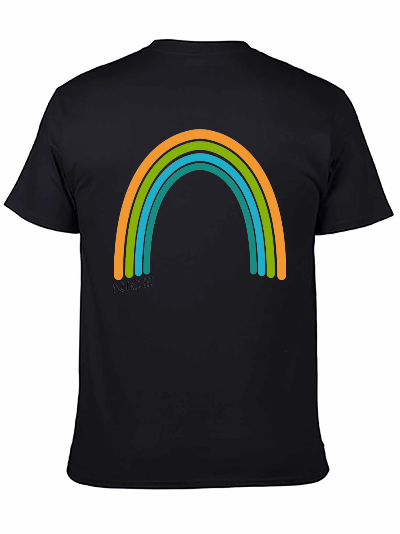 Black Rainbow Graphic Tee - Casual Black T-Shirt view 4