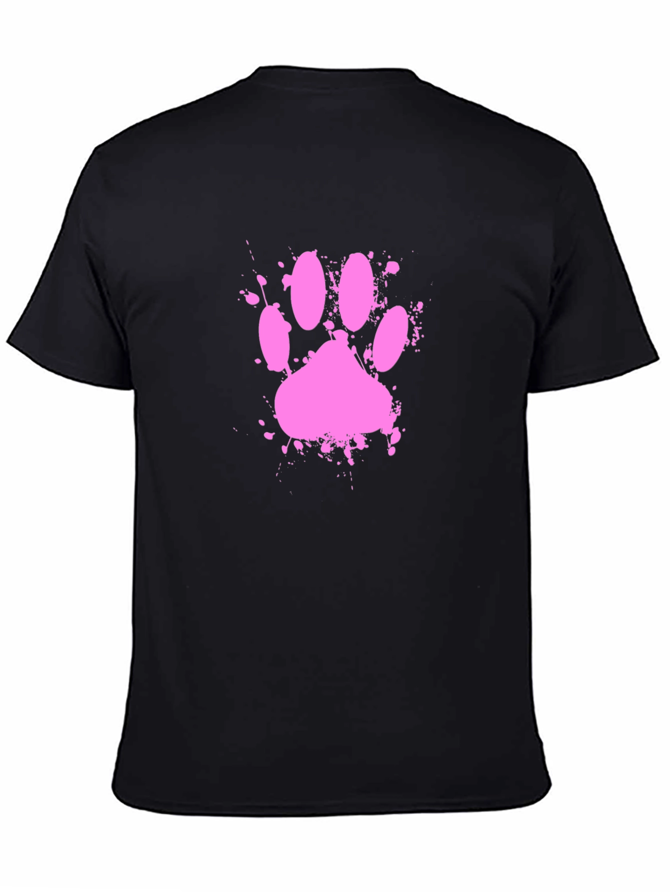 Black Pink Paw Print Splatter T-Shirt view 4