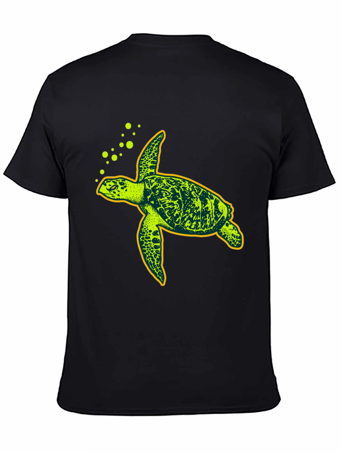 Black Sea Turtle Graphic Tee - Black Cotton T-Shirt view 4