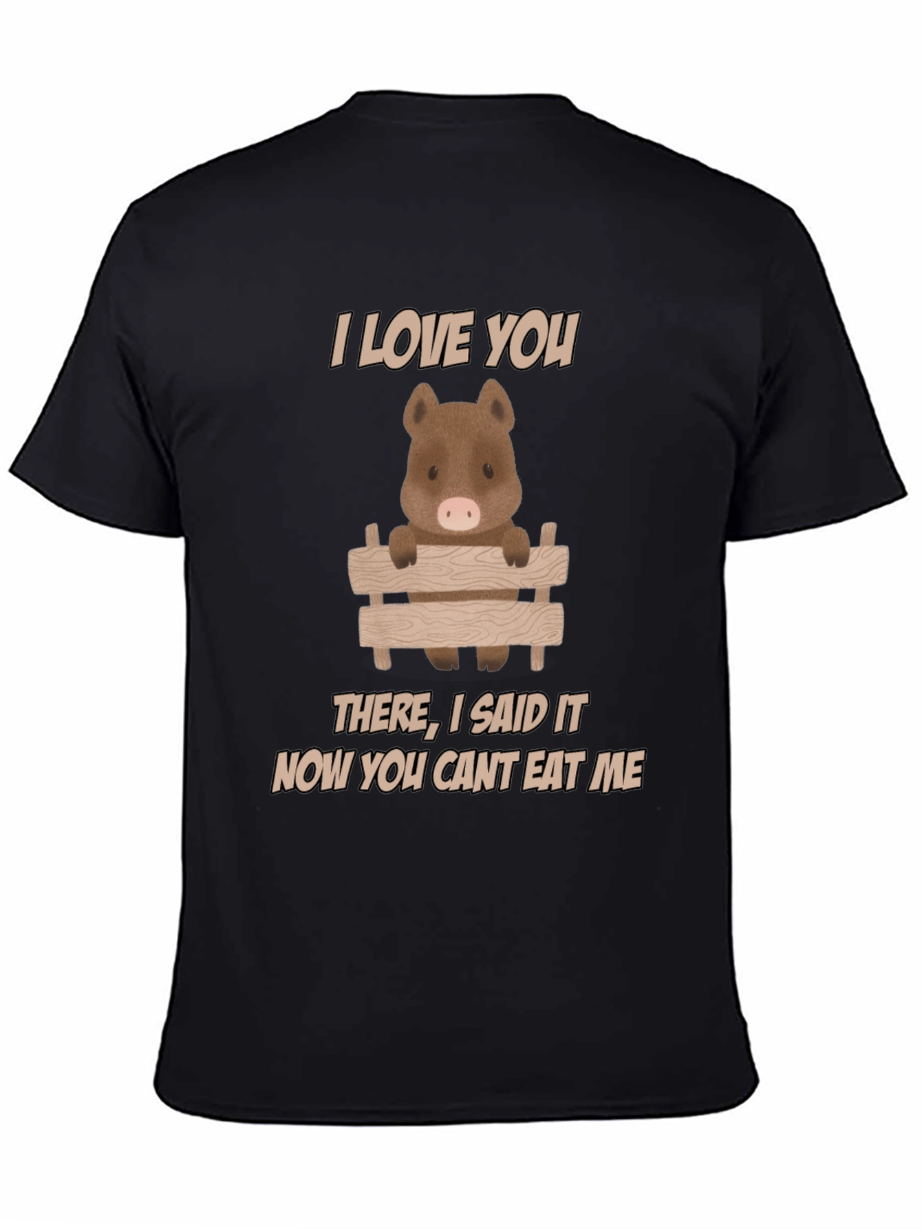 Black I Love You Pig T-Shirt - Funny Animal Tee view 4