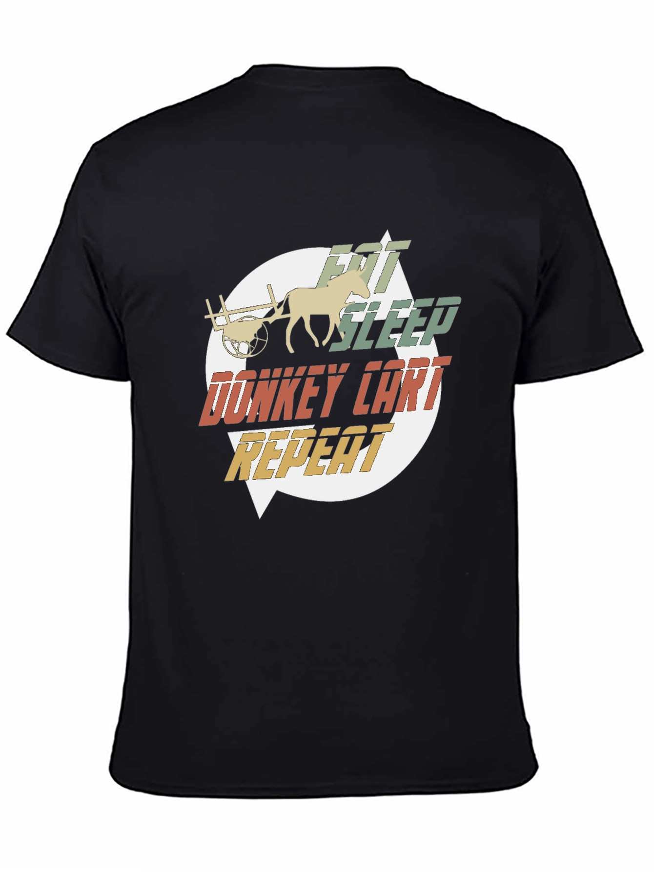 Black Eat Sleep Donkey Cart Repeat T-Shirt view 4