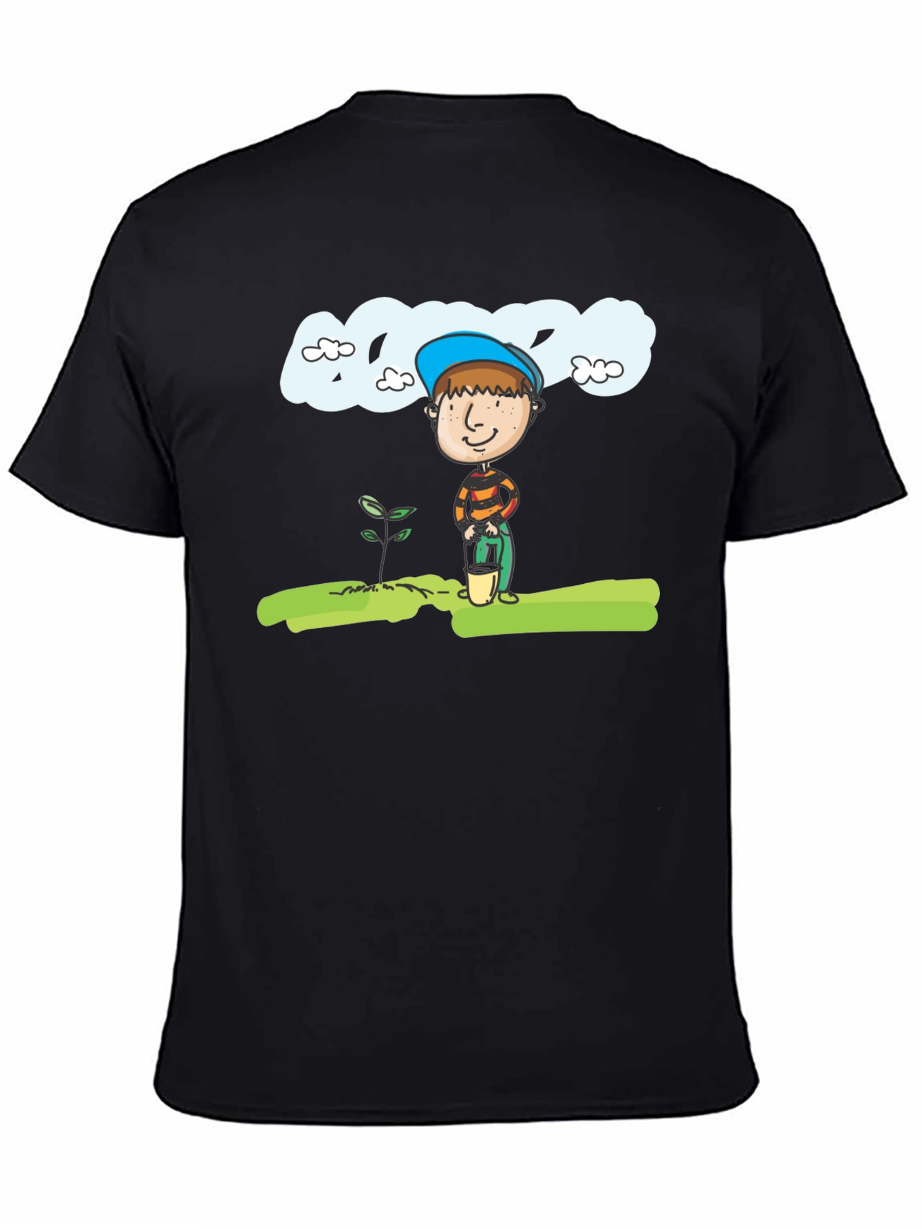 Black Planting Boy Graphic Tee - Black Cotton Shirt view 4