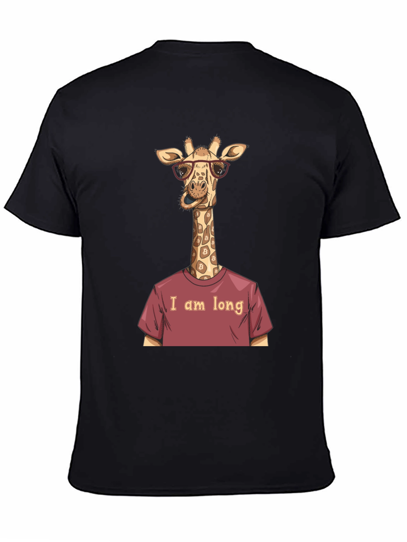 Black Funny Giraffe Bitcoin Investor T-Shirt view 4