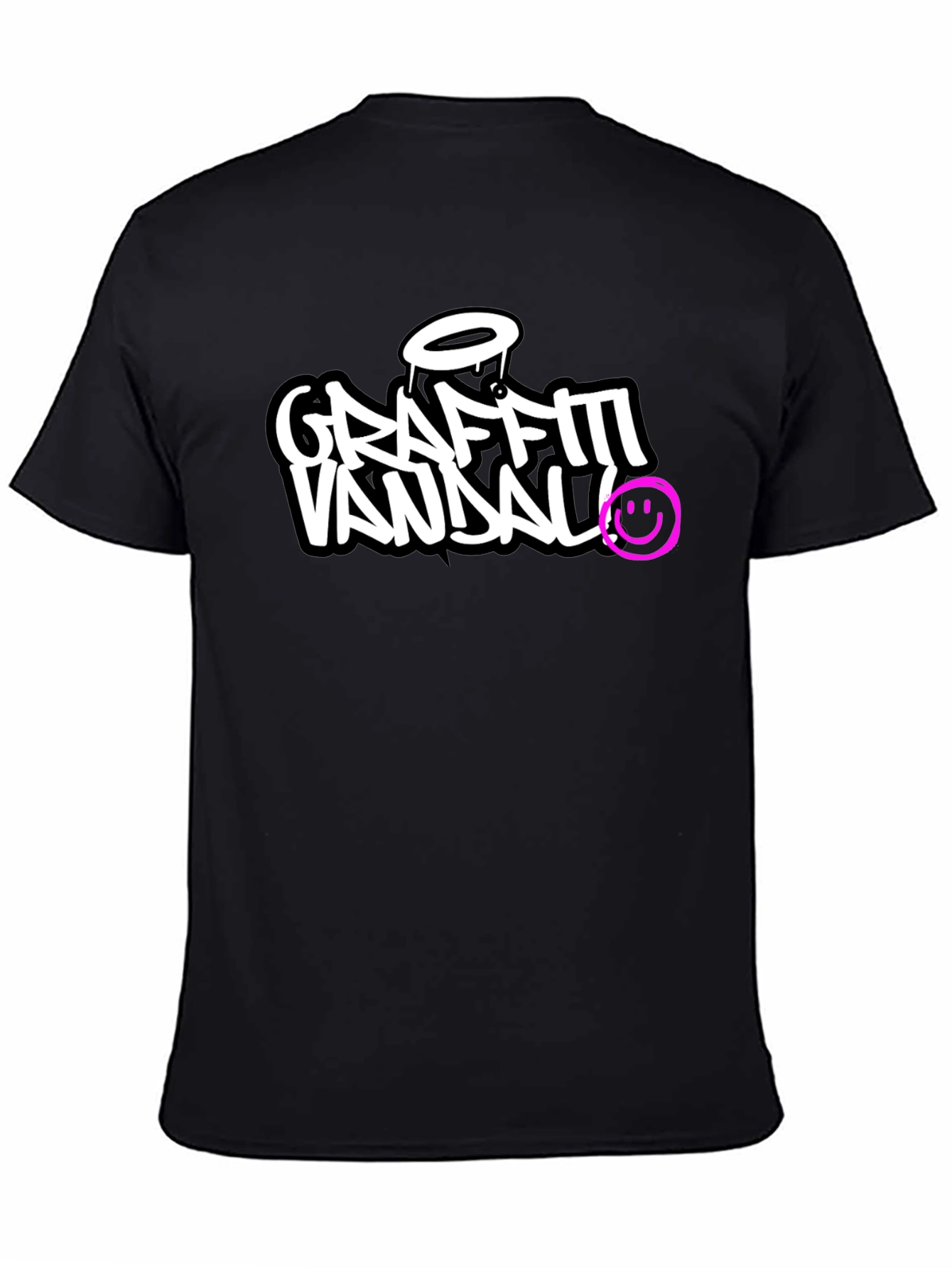 Black Graffiti Vandal T-Shirt - Black Crew Neck Tee view 4