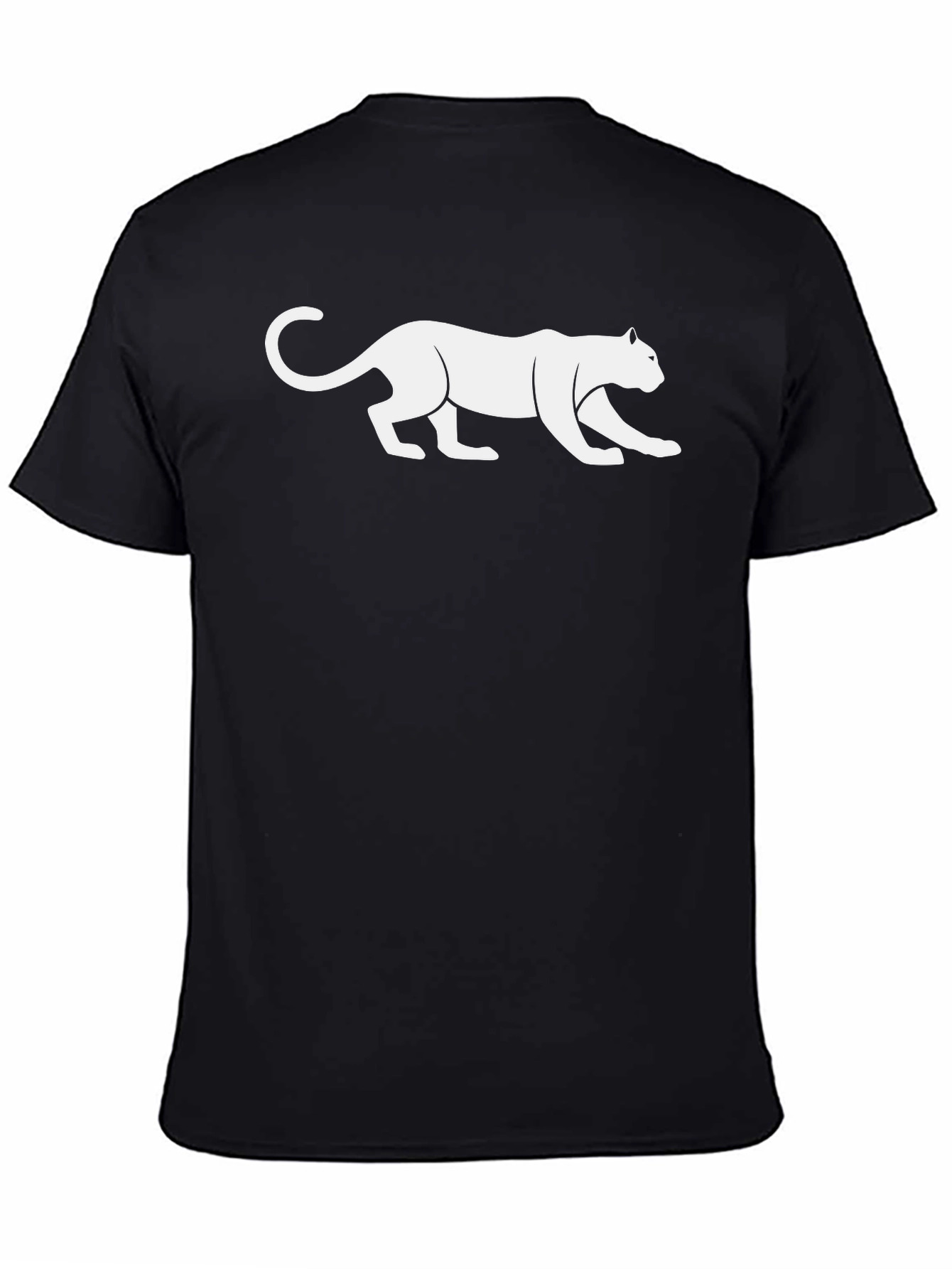 Black Black T-Shirt with White Panther Graphic view 4