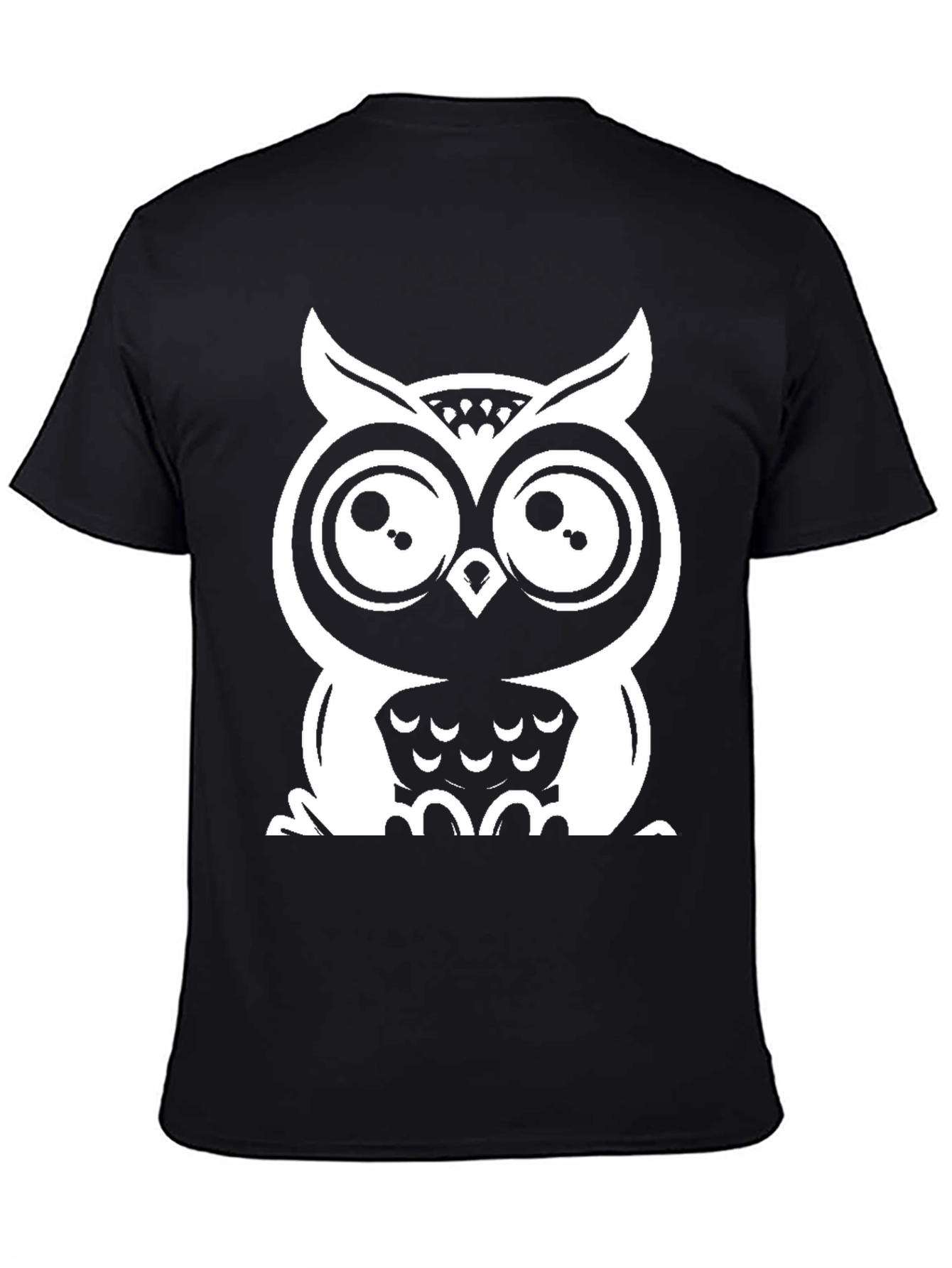 Black Owl Graphic Tee - Black Cotton T-Shirt view 4